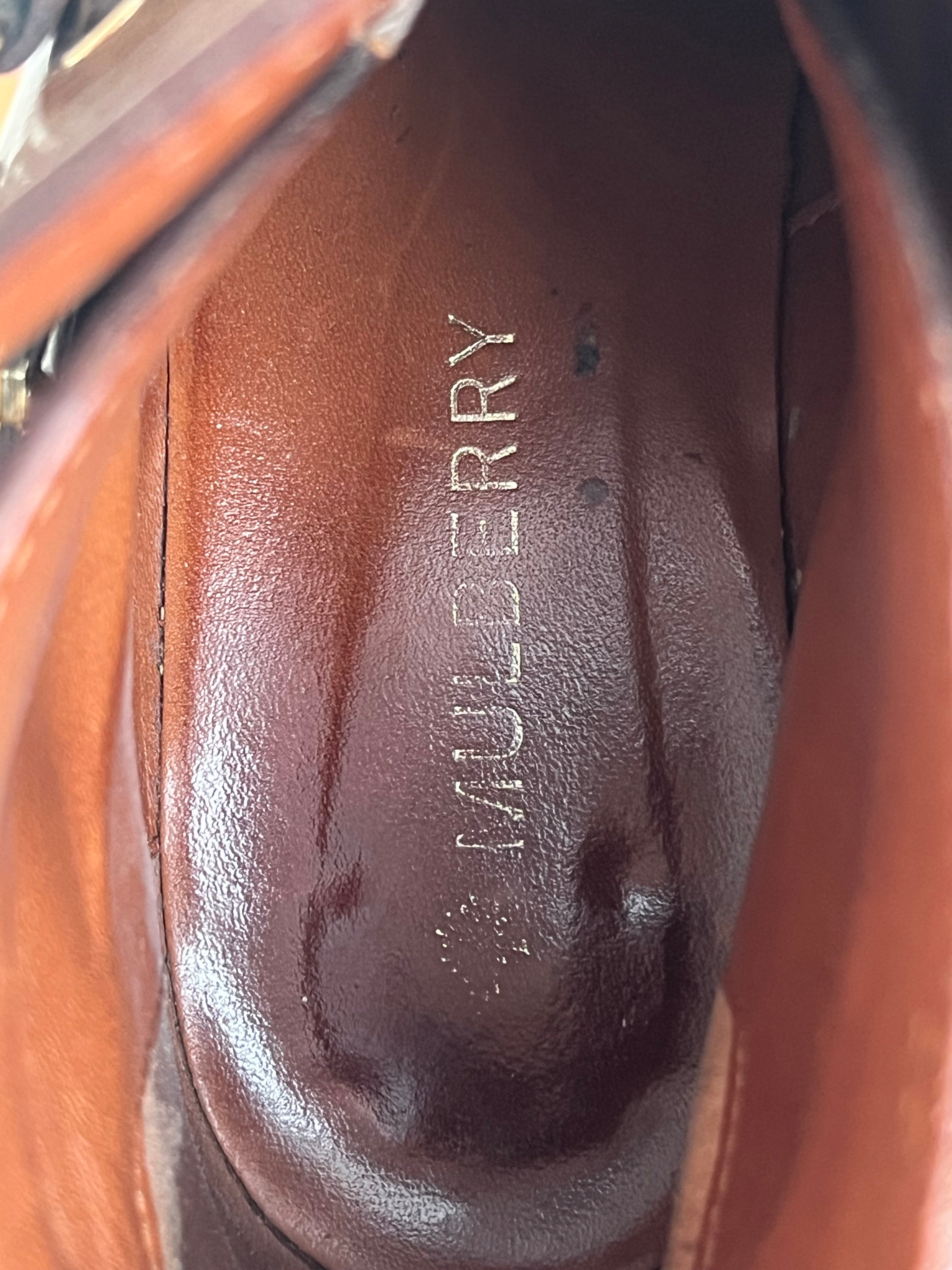 Mulberry Dorset Flat Bootie | Brown Leather | EU 38 | Gold Horsebit | Good Condition