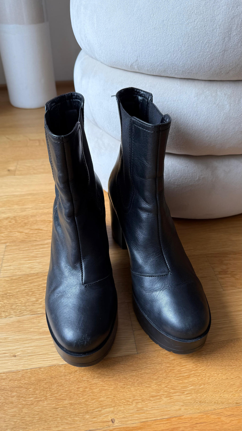 San Marina Chelsea Stiefeletten | Leder | Schwarz | Blockabsatz | Gr. 39 | Guter Zustand