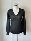 Joseph Lurex V-Ausschnitt Pullover XS Schwarz Metallic Sehr Gut