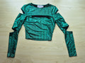 Annorlunda Glitzer Cut-Out Party Top | EU 34 | Smaragdgrün | Sehr gut