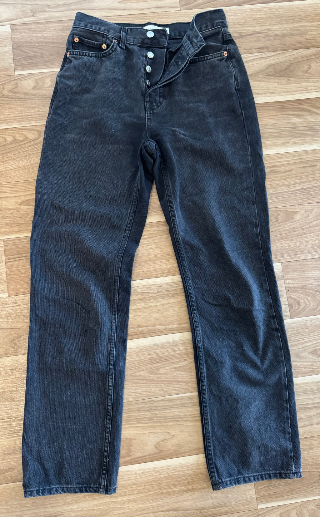 Topshop Dad Jeans – Schwarz – W26 L32 – 100% Baumwolle – Sehr guter Zustand