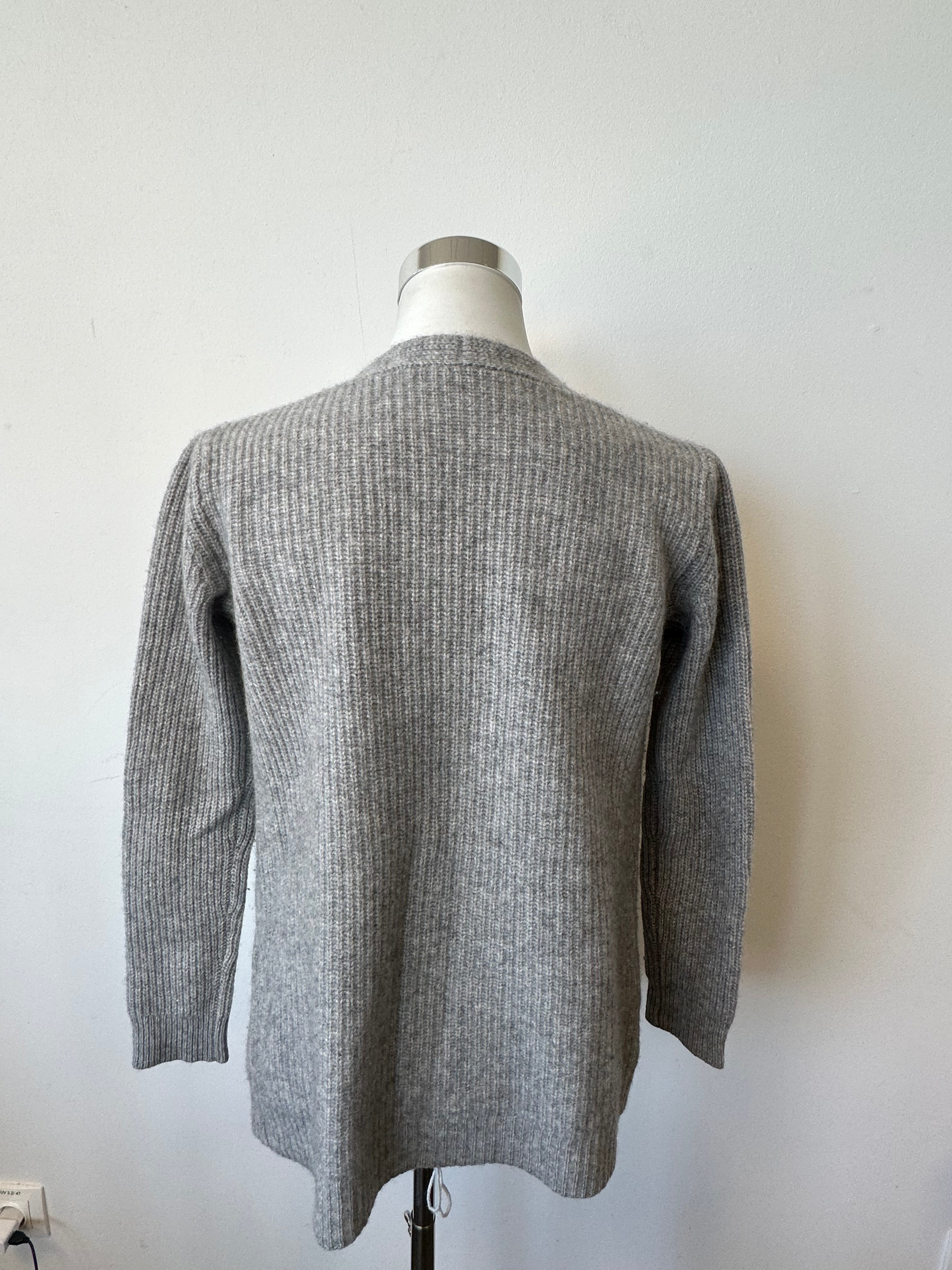 S. Marlon 100% Kaschmir Longline Cardigan S Hellgrau Sehr Gut