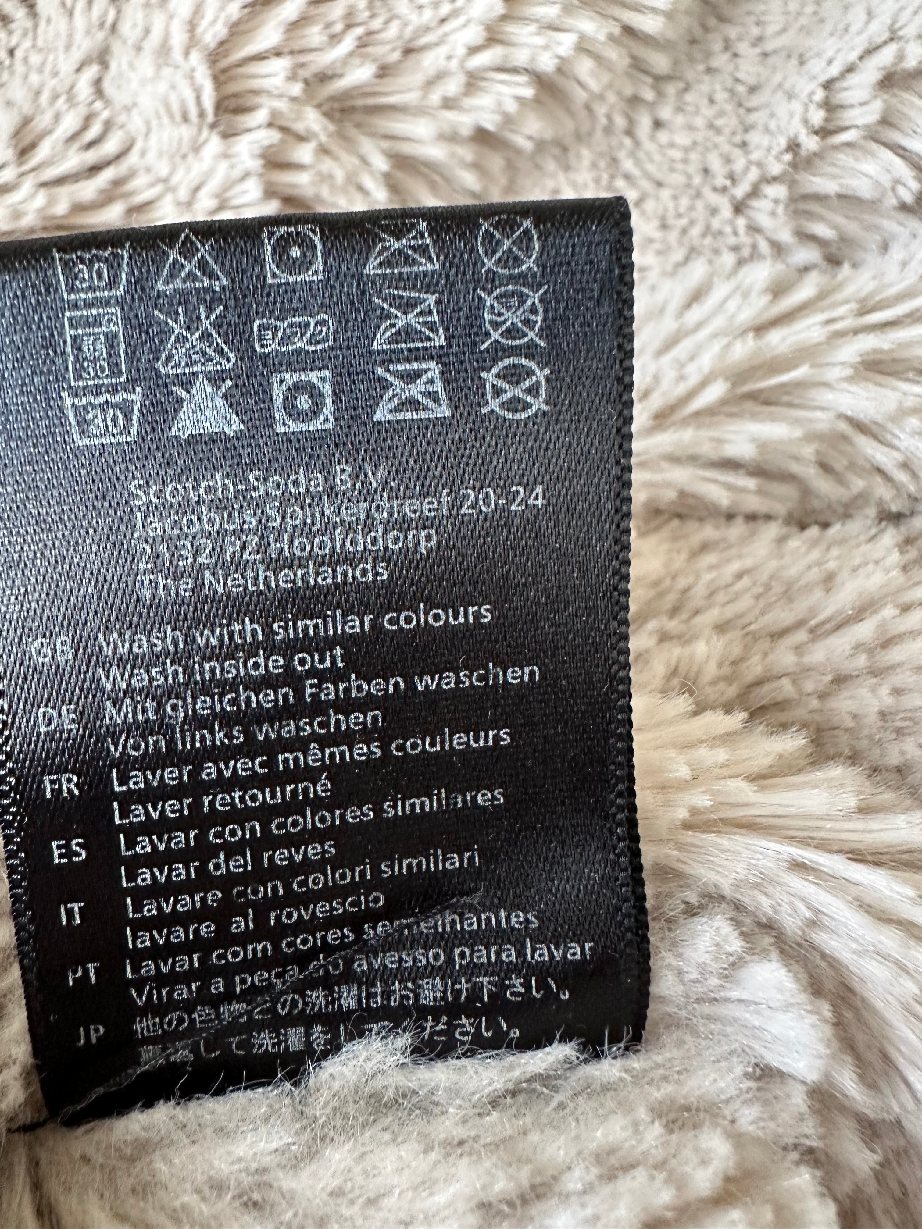 Maison Scotch Wolljacke mit Lederdetails – Schwarz, Gr. 38/M, guter Zustand