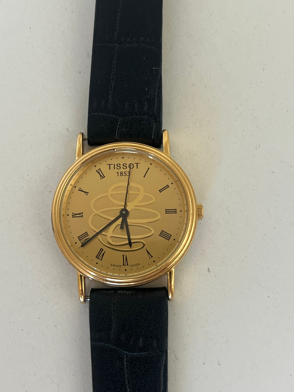 Vintage Tissot Pegasus Quartz 34mm Gold Tone Swiss Dress Watch, Needs Battery