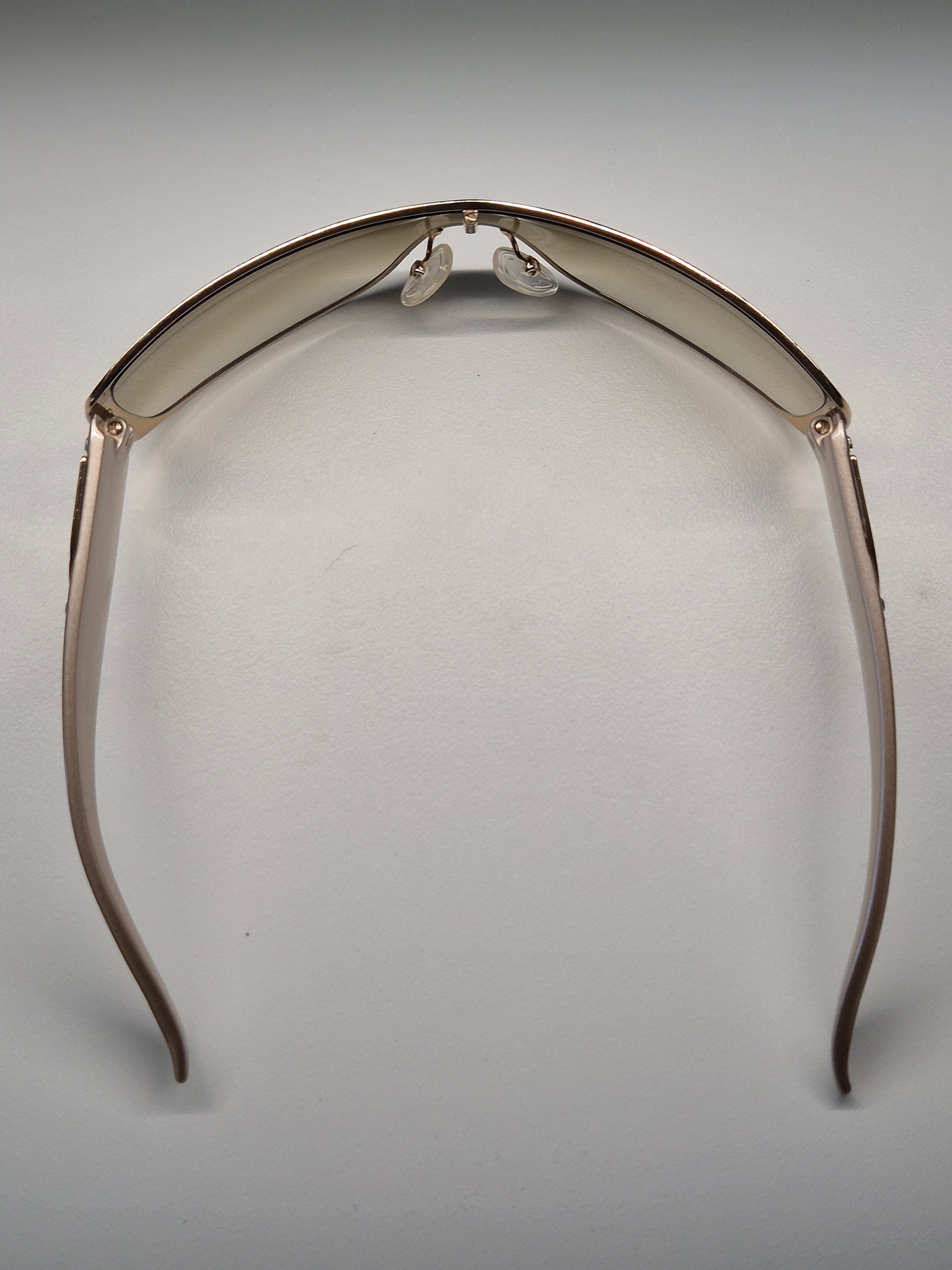 Vintage Dior Crystal Shield Sonnenbrille – Gold, Guter Zustand, Medium