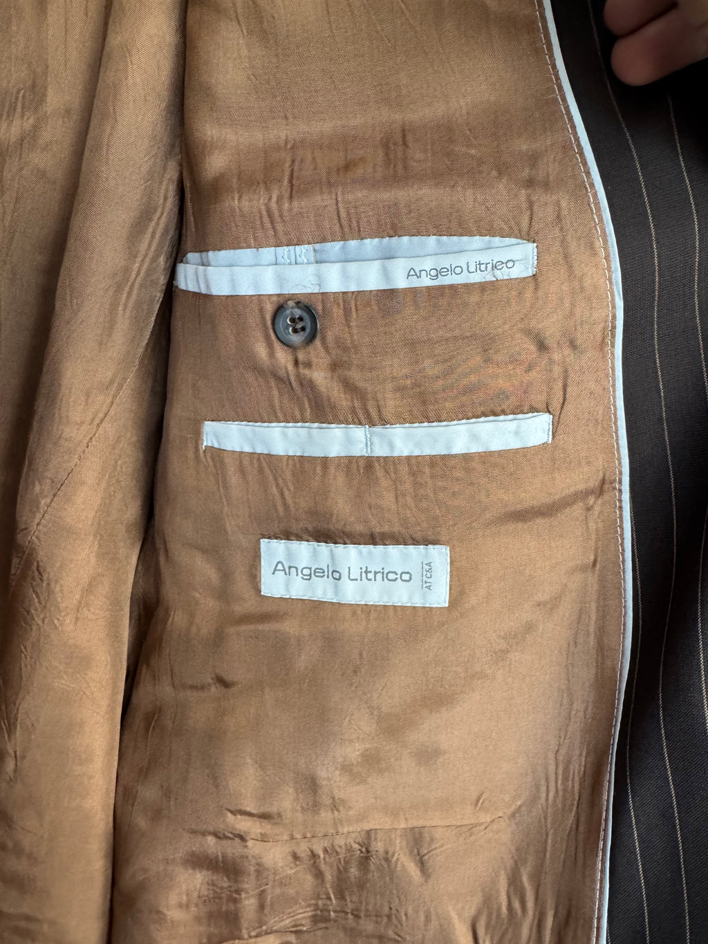 Brown Pinstripe Angelo Litrico Blazer, XL, Good Condition