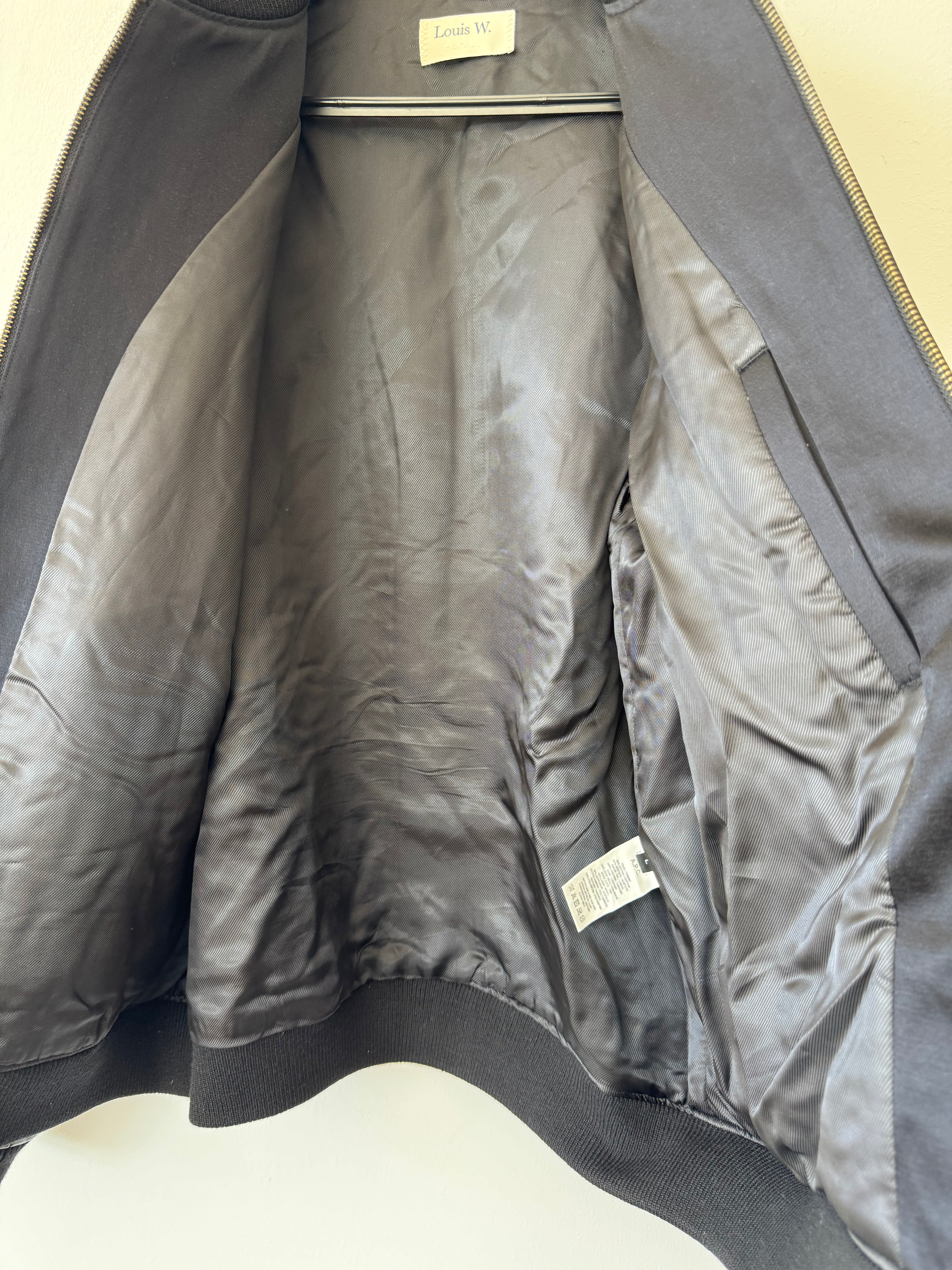 A.P.C. Louis W. Bomberjacke Lederärmel, Schwarz, Gr. L, Sehr Gut