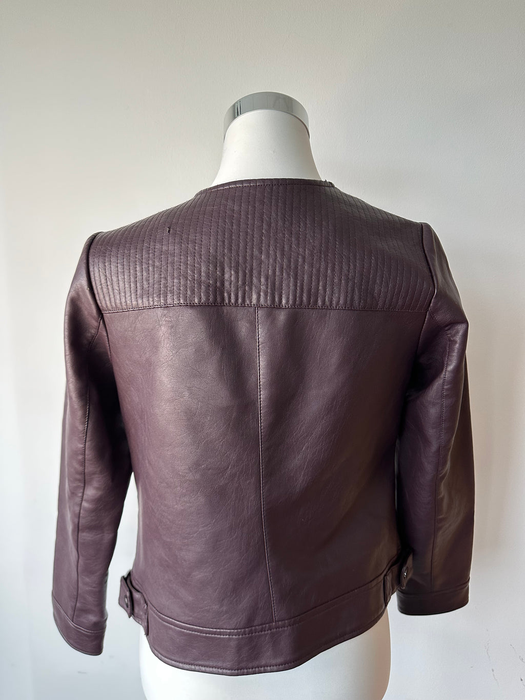 Dorothy Perkins Damen Bikerjacke Kunstleder Dunkelbraun Größe 38, Gebraucht