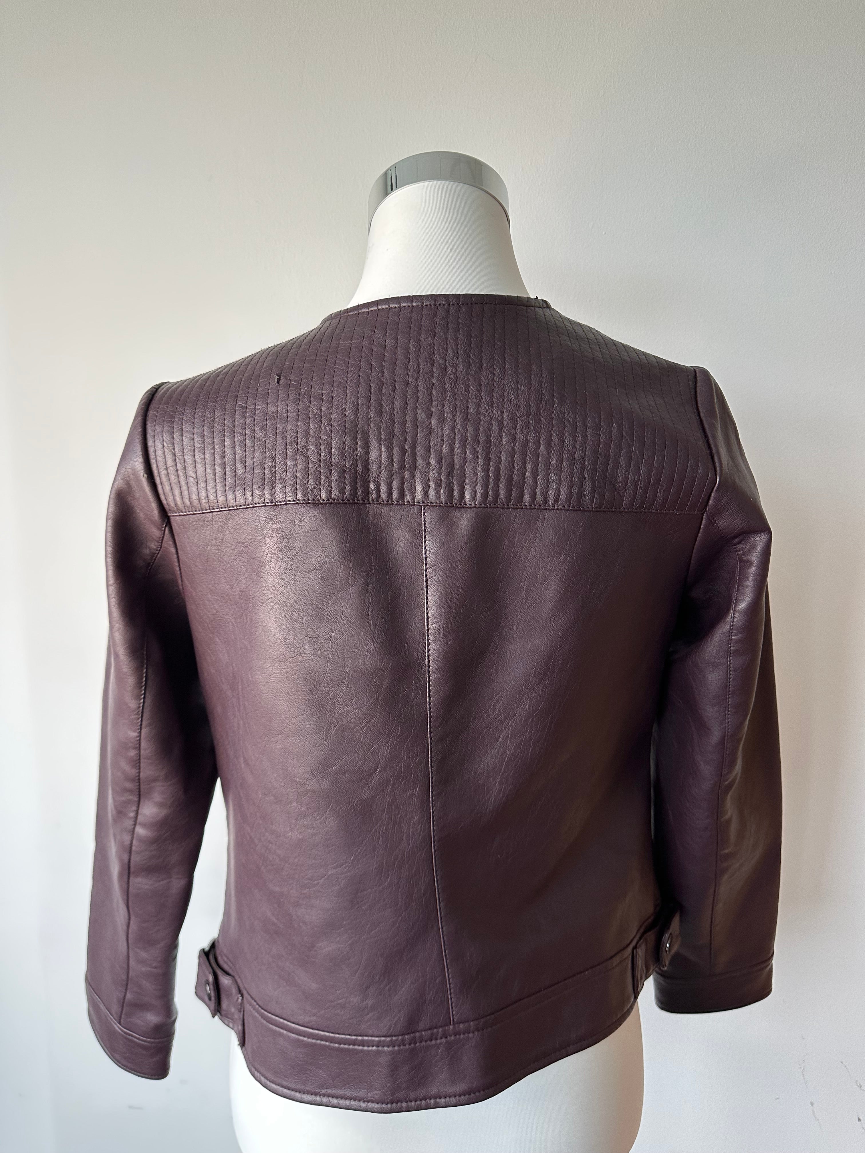 Dorothy Perkins Damen Bikerjacke Kunstleder Dunkelbraun Größe 38, Gebraucht