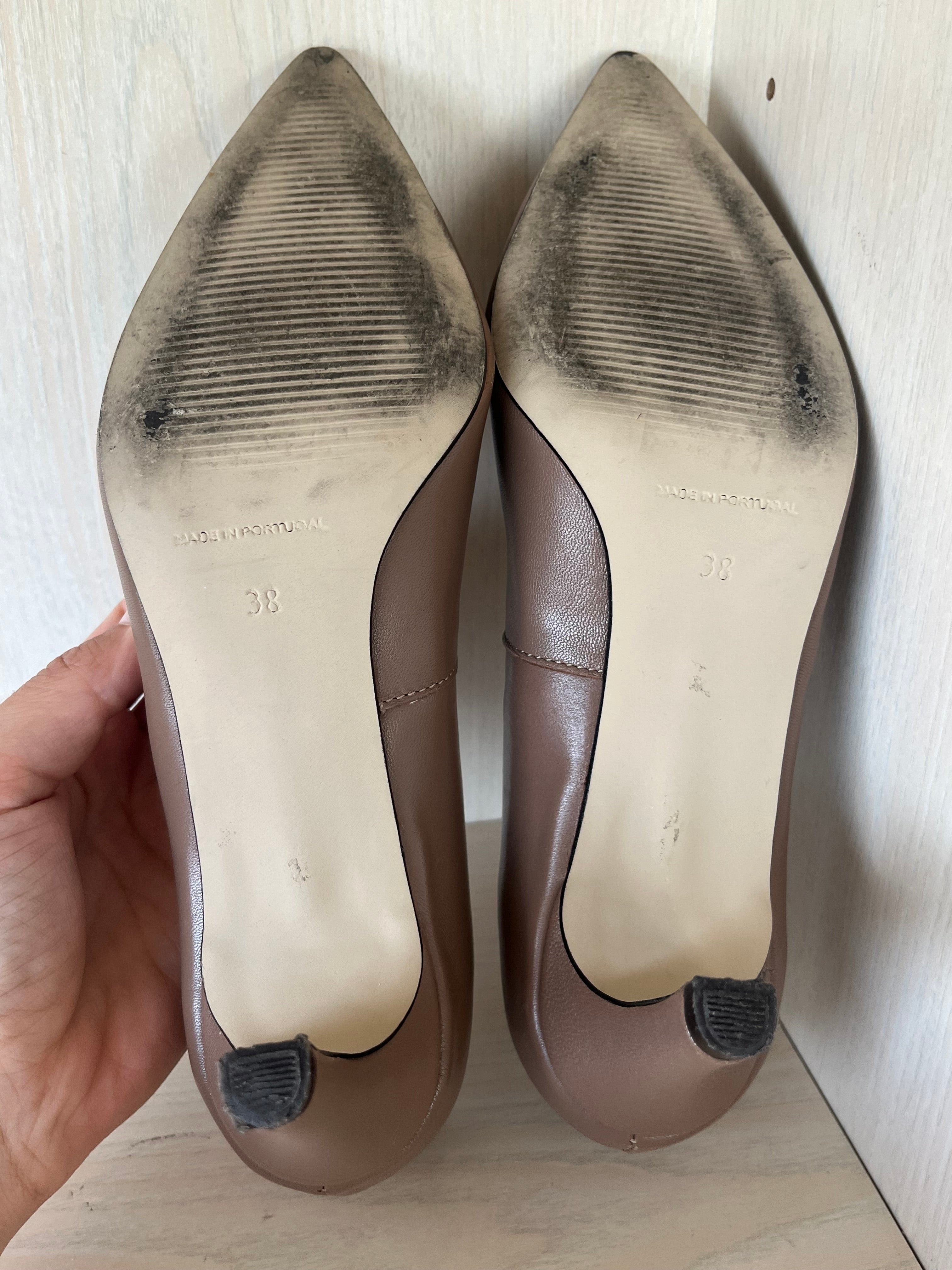 Bianco leather pumps taupe EU 38 – pointed toe, kitten heel, very good condition