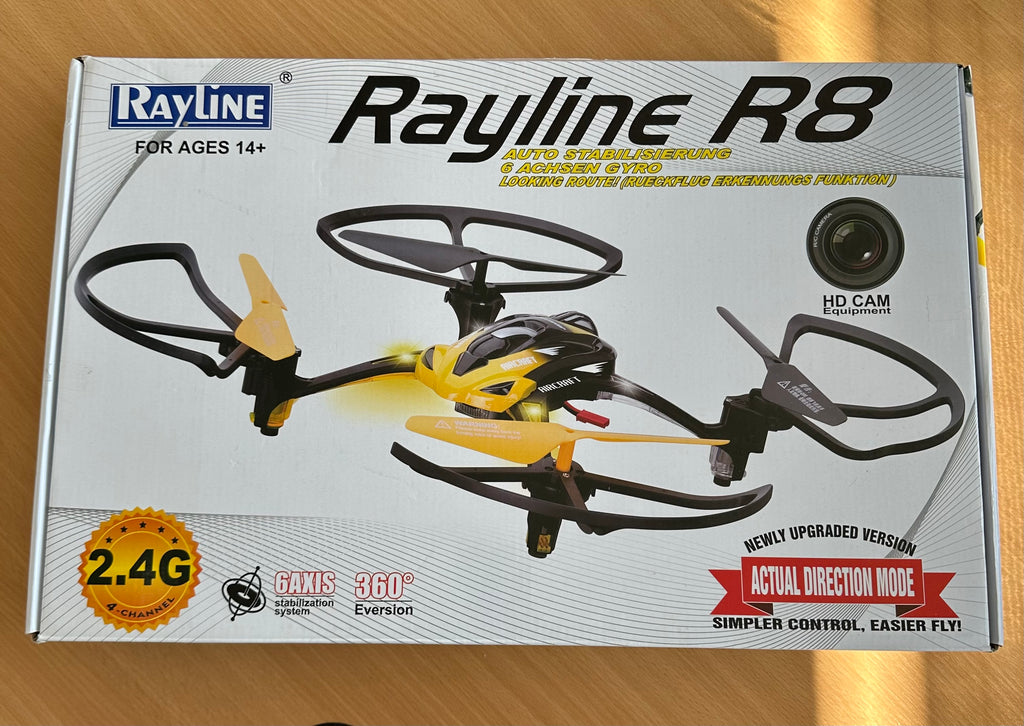 Rayline R8 Quadrocopter Blau/Schwarz m. HD-Kamera & OVP – sehr guter Zustand
