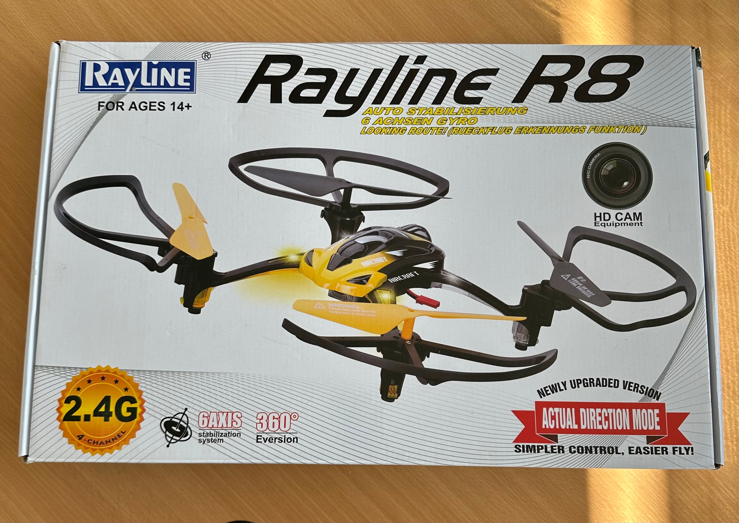 Rayline R8 Quadrocopter Blau/Schwarz m. HD-Kamera & OVP – sehr guter Zustand