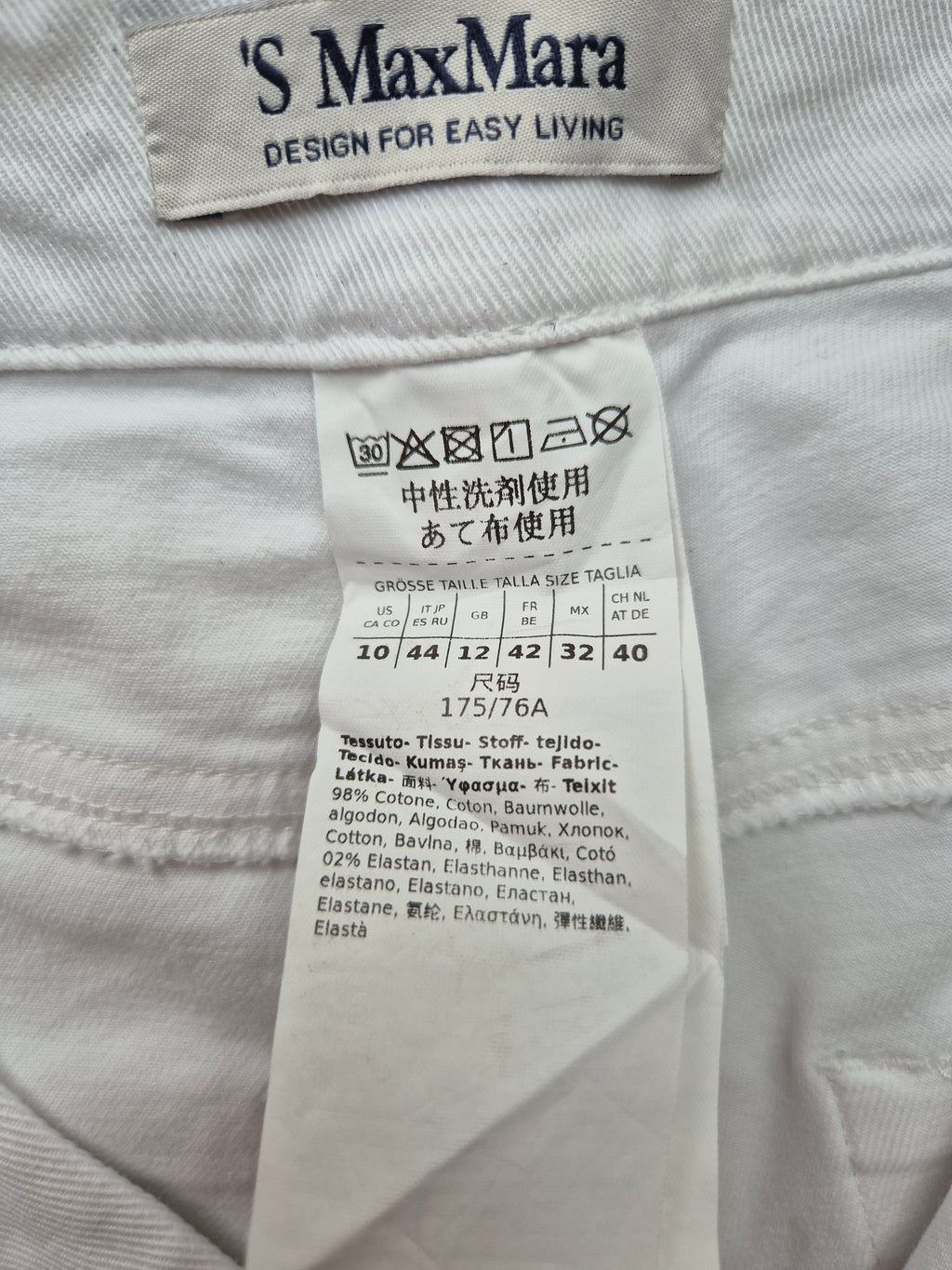 Max Mara Weiße Capri Jeans | Baumwollmix Stretch | Sehr gut | Gr. 38