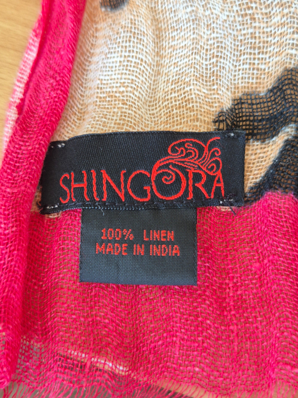 Shingora Leinen Schal – Leo Muster, Pink, One Size, Guter Zustand