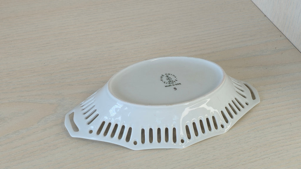 Lichte Porzellan Schale durchbrochen Floral GDR Vintage Sehr Gut