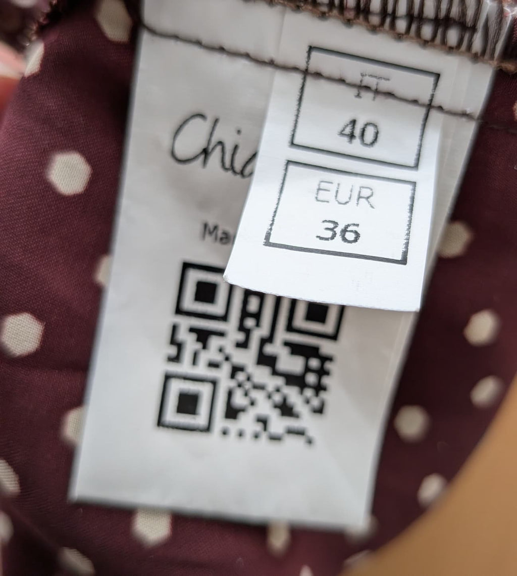 Chiara B. Mini Kleid M – Bordeaux, Punkte, Schleifenärmel, Guter Zustand