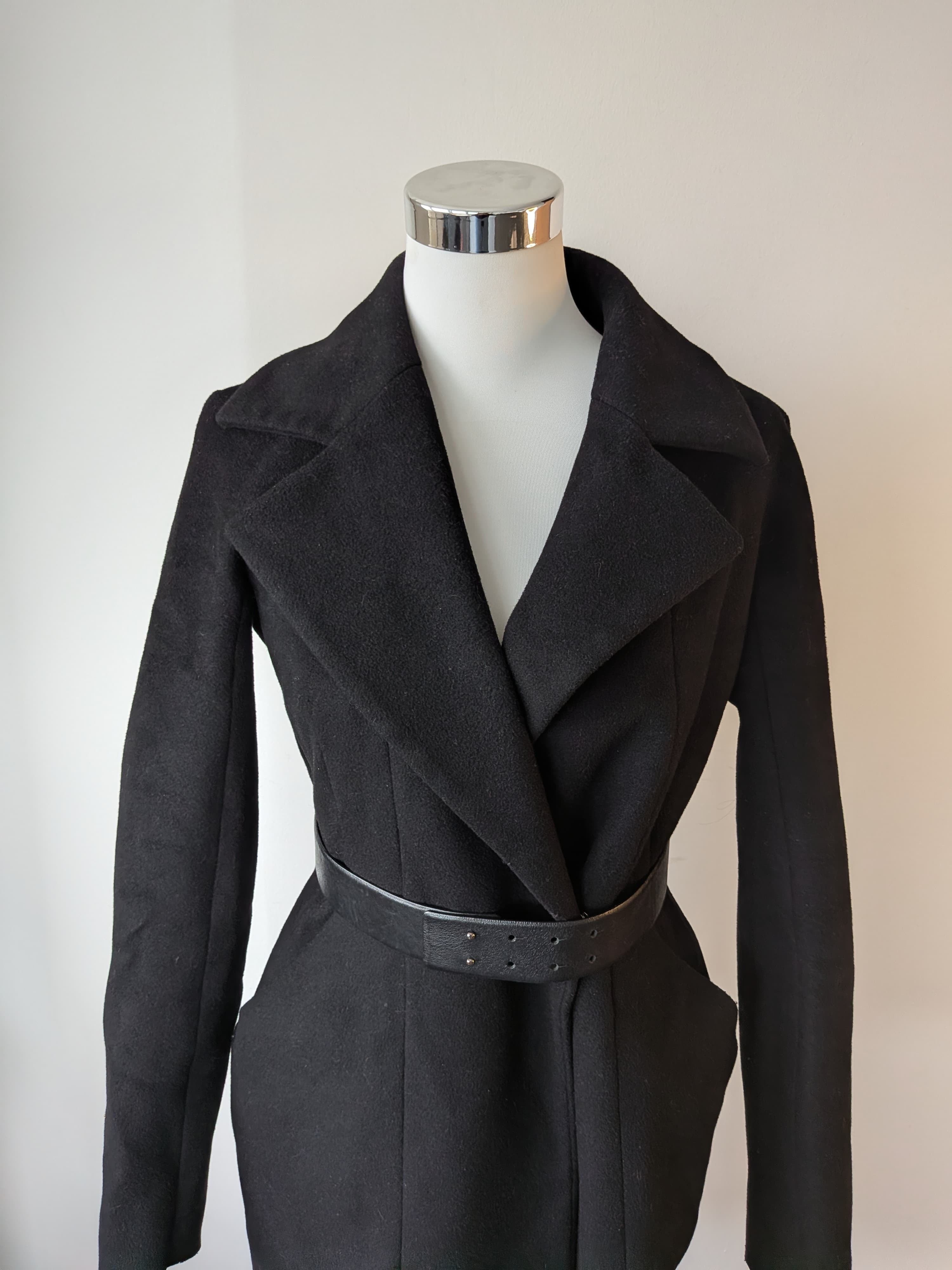 Weekend Max Mara Wollmantel, Schwarz, EU 36 – Gürtel inkl., Guter Zustand