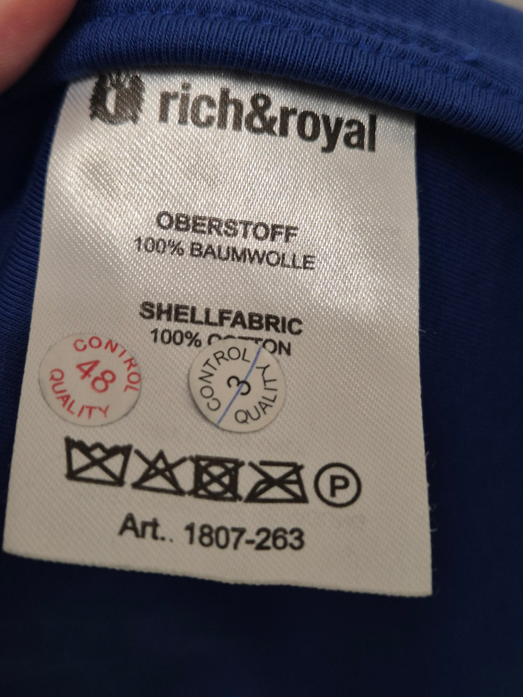 Rich & Royal Mantel, Gr. L, dunkelgrau/blau, verziert, guter Zustand