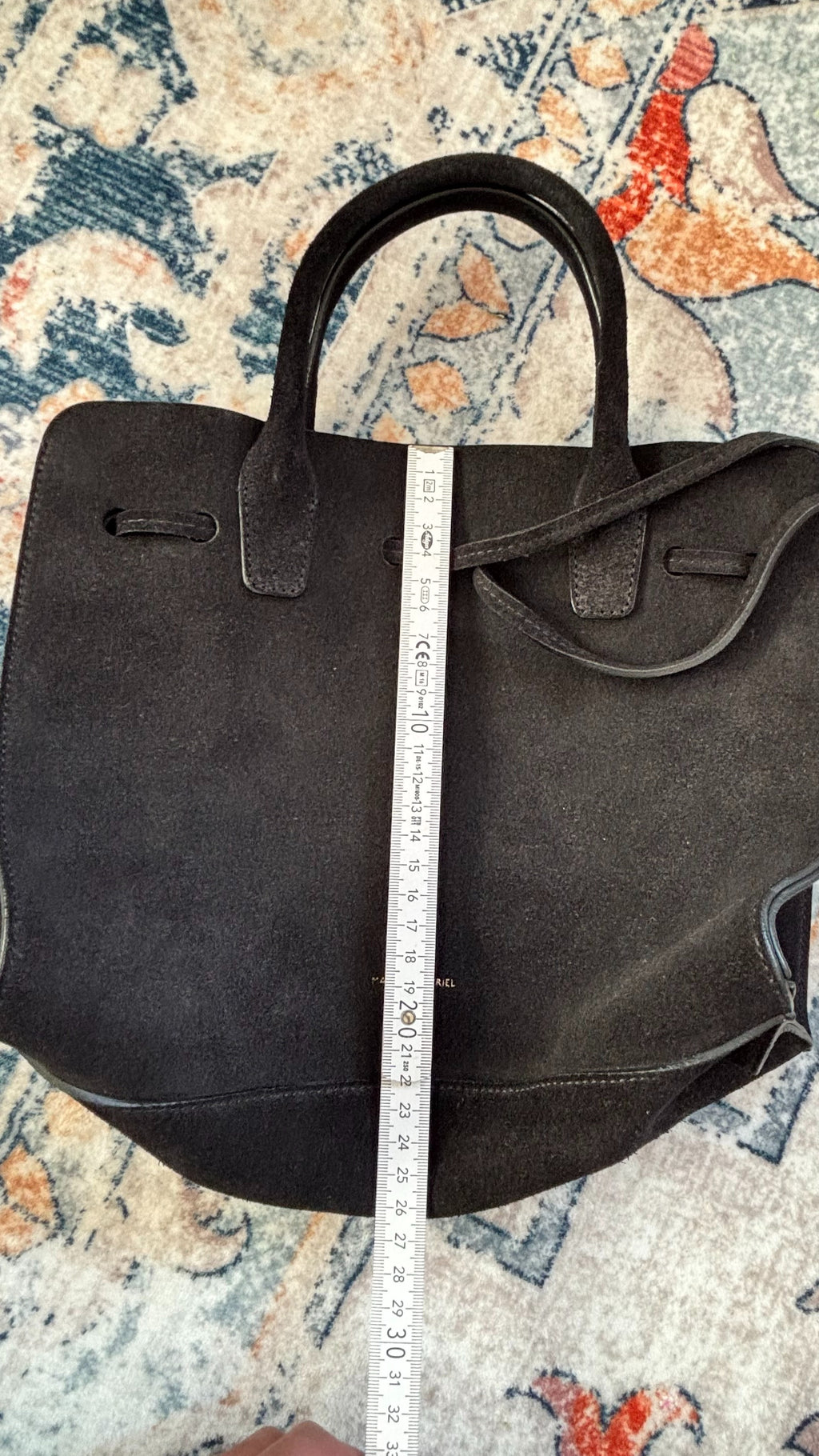 Mansur Gavriel Sun Tote Medium – Black Suede, Very Good Condition, 22x27 cm