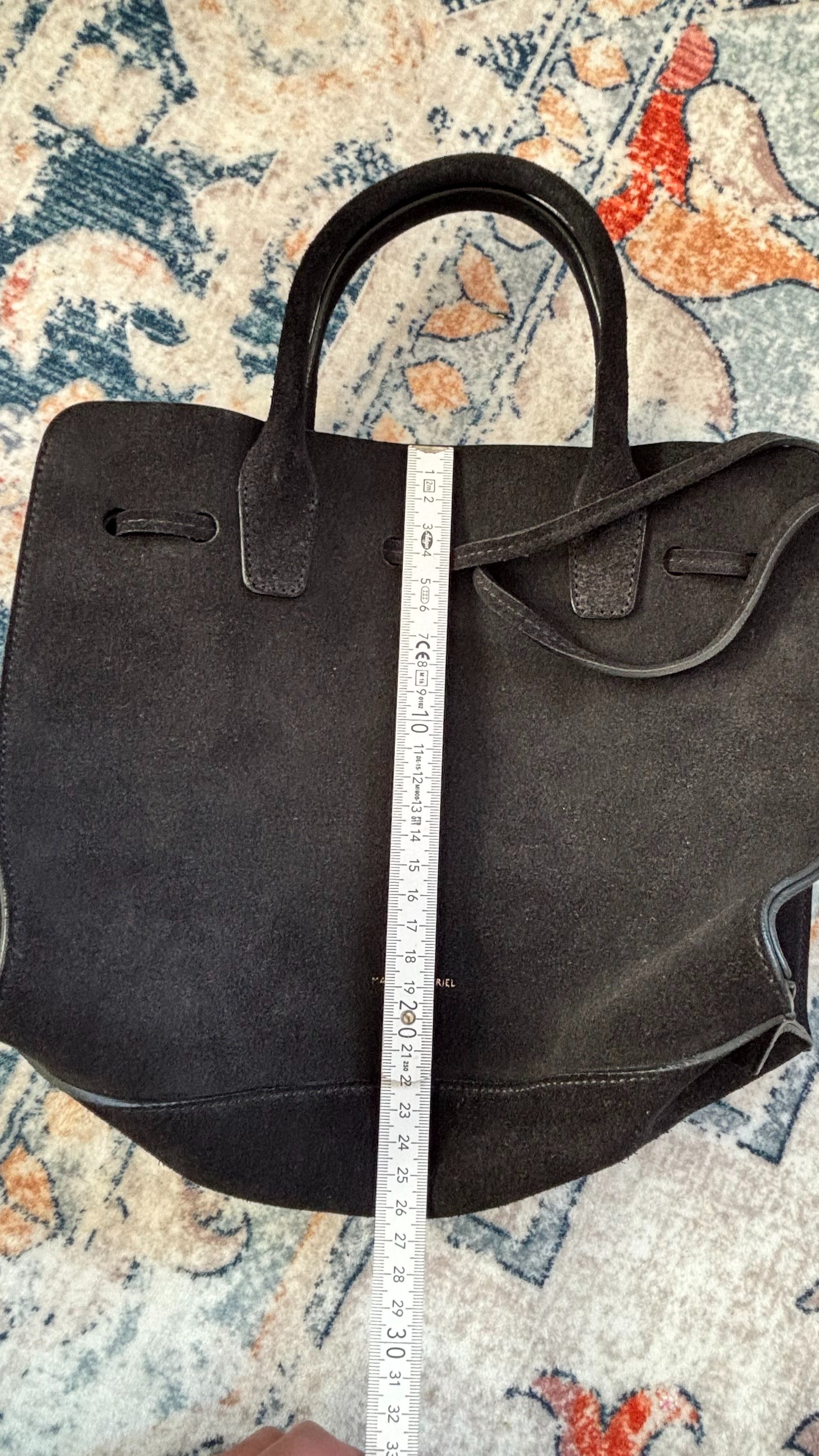 Mansur Gavriel Sun Tote Medium – Black Suede, Very Good Condition, 22x27 cm