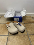 Birkenstock Boston Clogs – Veloursleder, Taupe, Größe 40, Neu