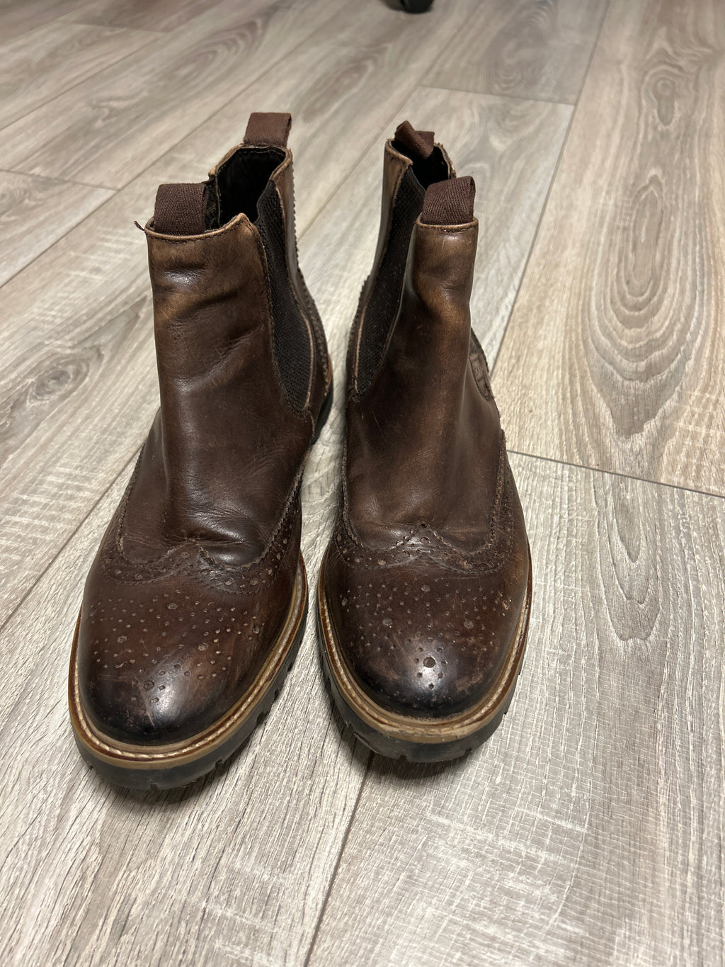 Florsheim Streets Chelsea Gore Brogue Boots Leder Braun EU 43 Normalgebrauch