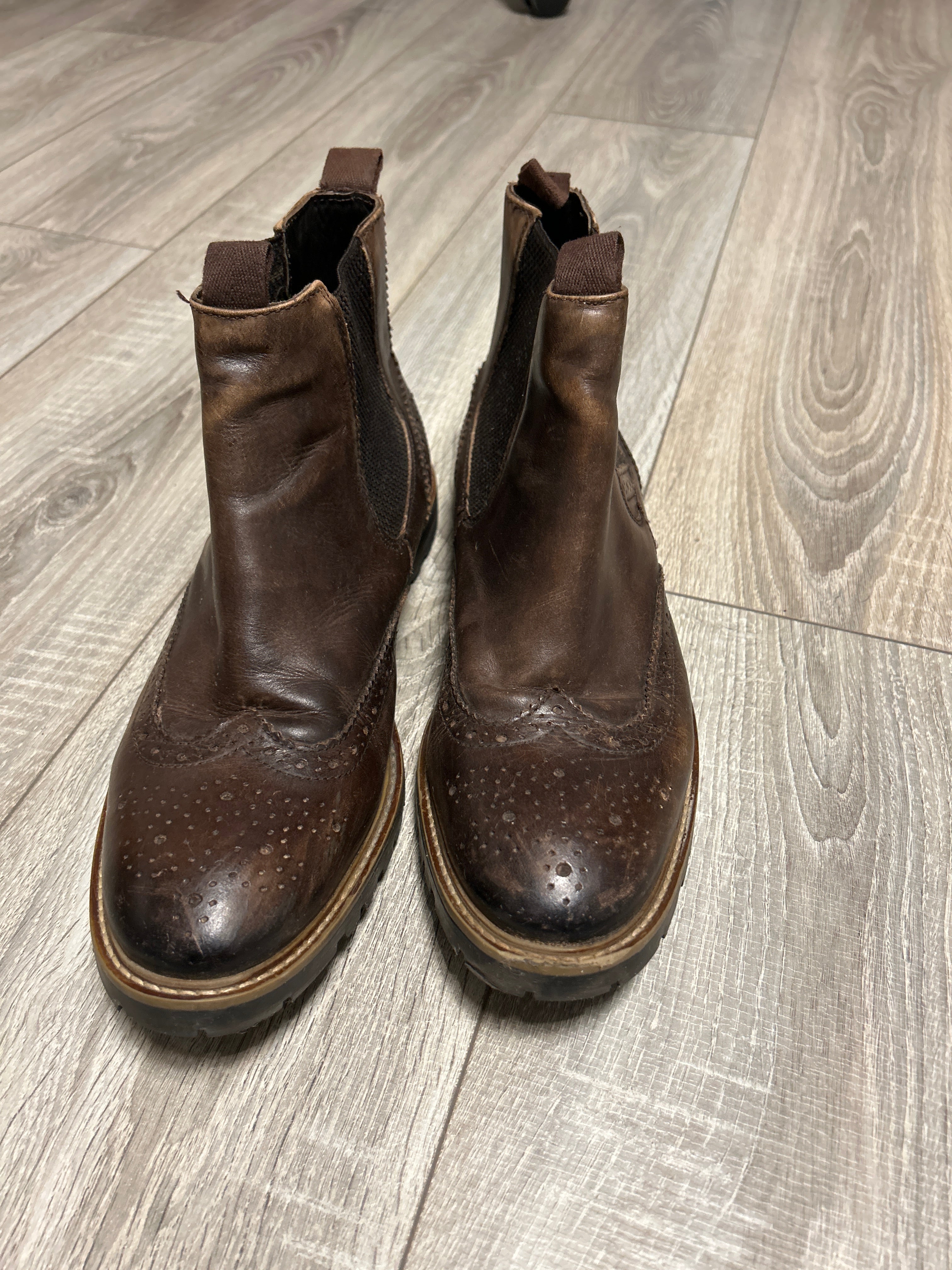Florsheim Streets Chelsea Gore Brogue Boots Leder Braun EU 43 Normalgebrauch