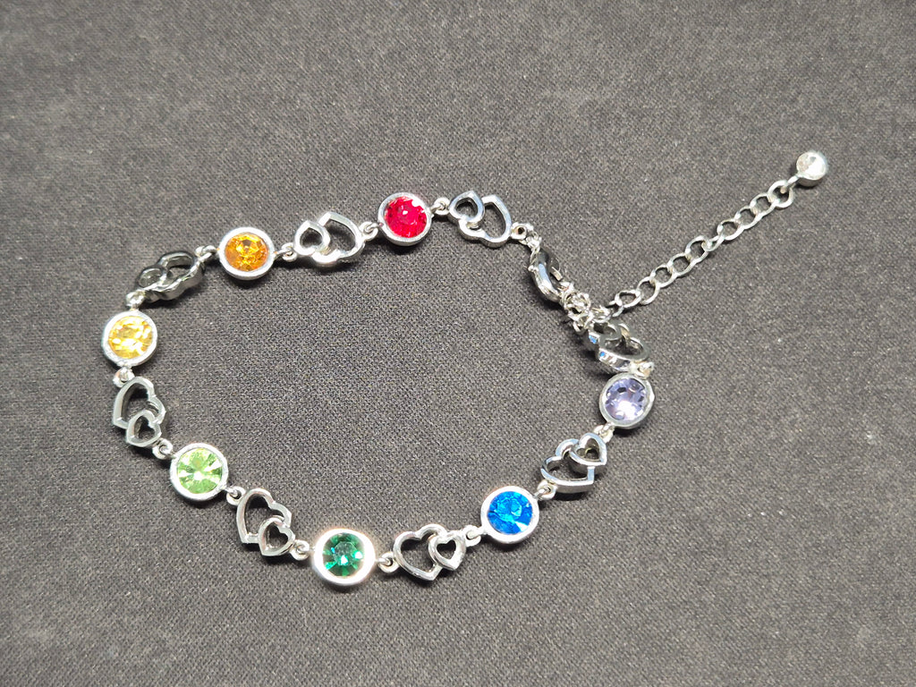 MKM Design Regenbogen Herz Armband | Verstellbar 16–20 cm | Silberfarben | Top