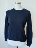 Lauren Ralph Lauren Women’s Navy Knit Sweater, Small, Gold Button, Good Condition