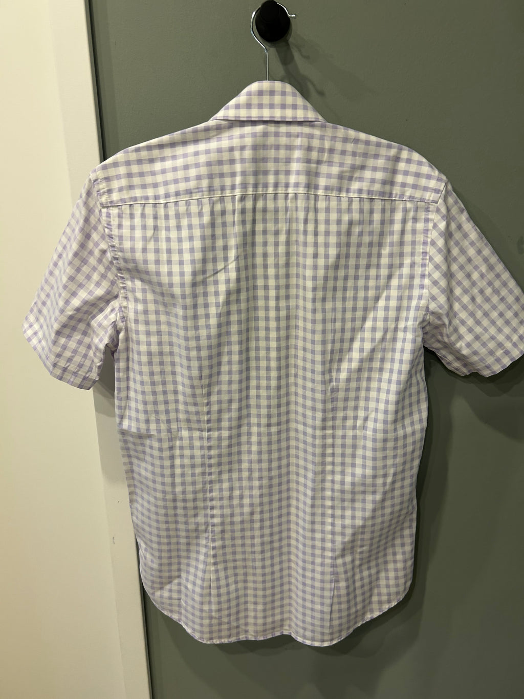 Strellson Shaped Fit Hemd Kurzarm | Flieder Karo | Größe 38/15 | Sehr Gut
