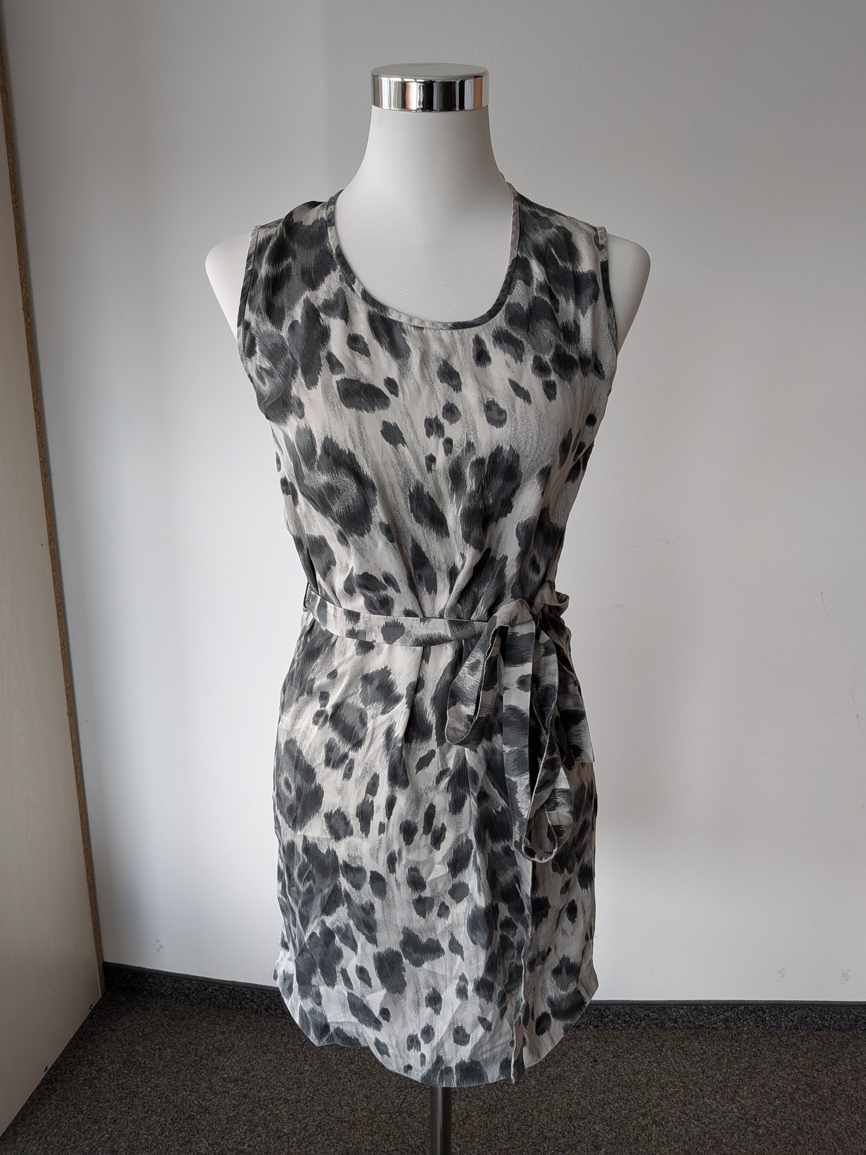 Stella McCartney Silk Dress – Grey Leopard Print, IT 38 / EU 34, Very Good