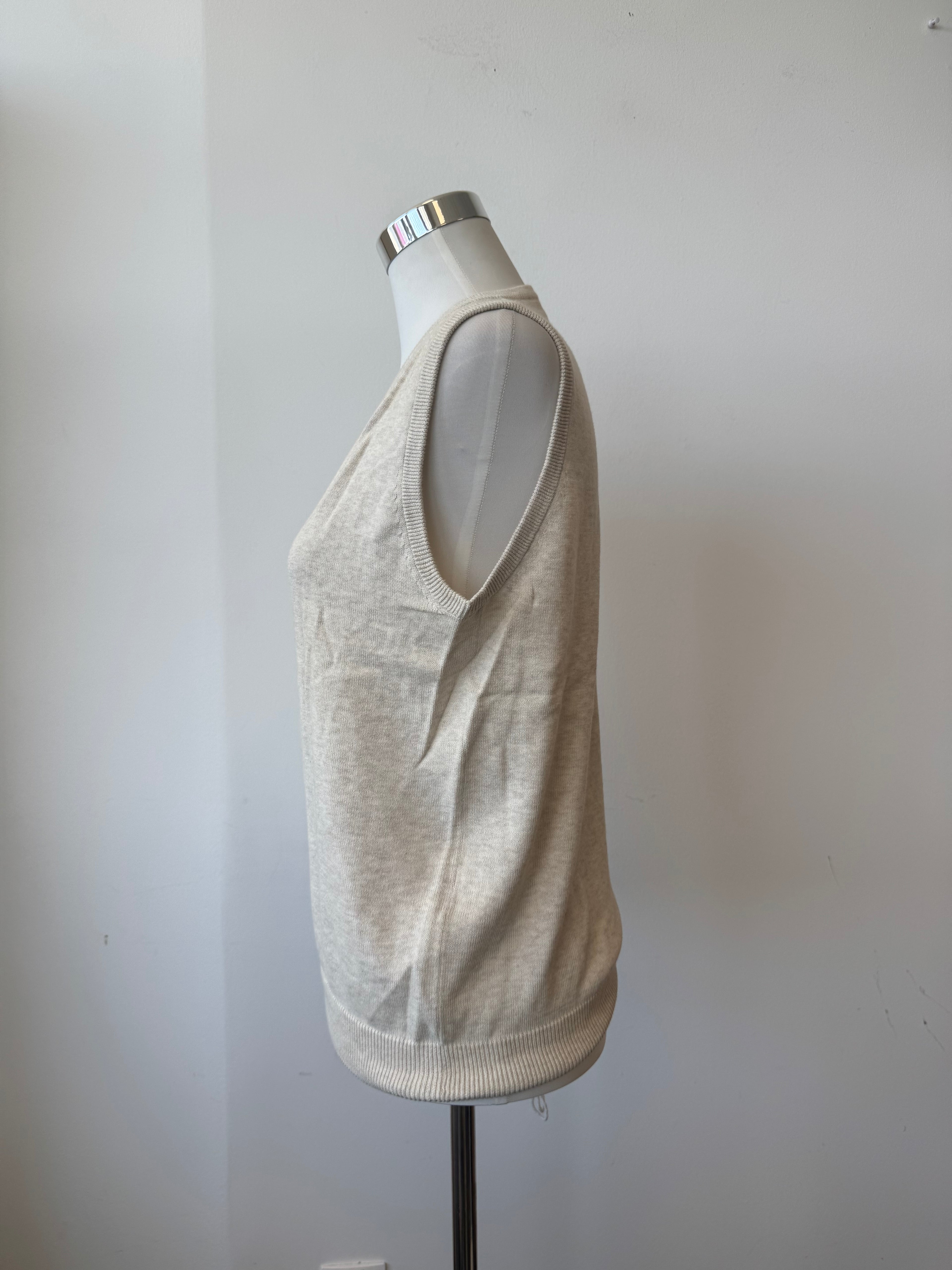 Valiente Women's Sleeveless V-Neck Sweater Vest Beige Size 38 M Cotton-Cashmere