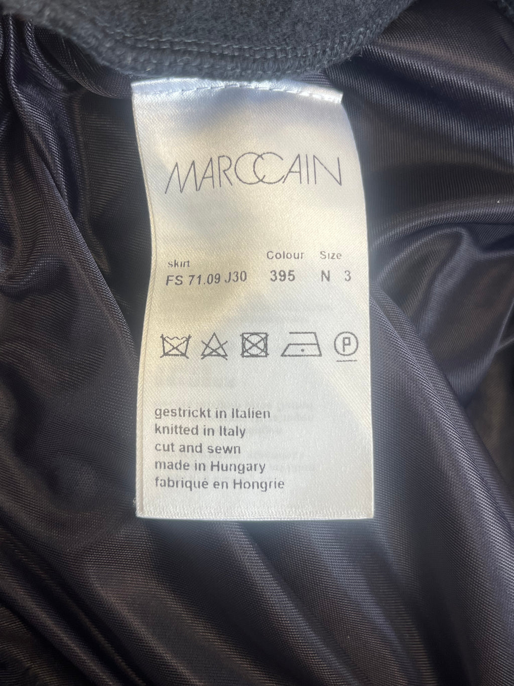 Marc Cain Woll Minirock, Blau/Schwarz, Sehr Gut, Größe N3/EU38