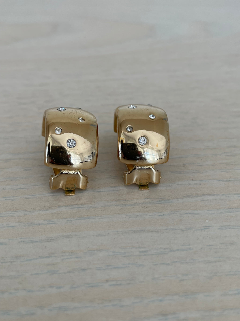 Vintage Swarovski Crystal Clip-On Earrings, Gold Tone, Medium, Very Good