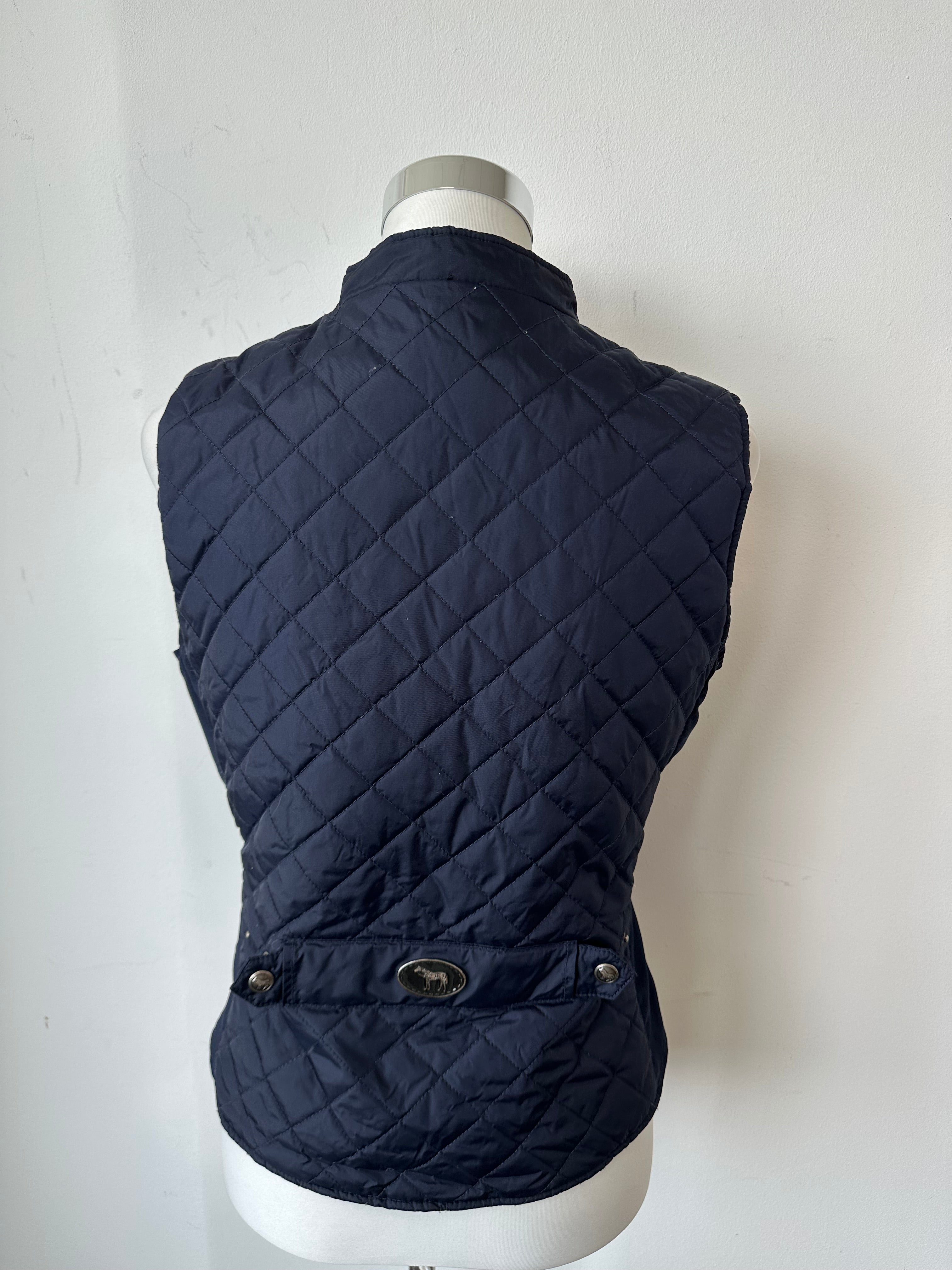 Iris Bayer Quilted Equestrian Vest Navy Blue Size 38 (M) – Good Condition