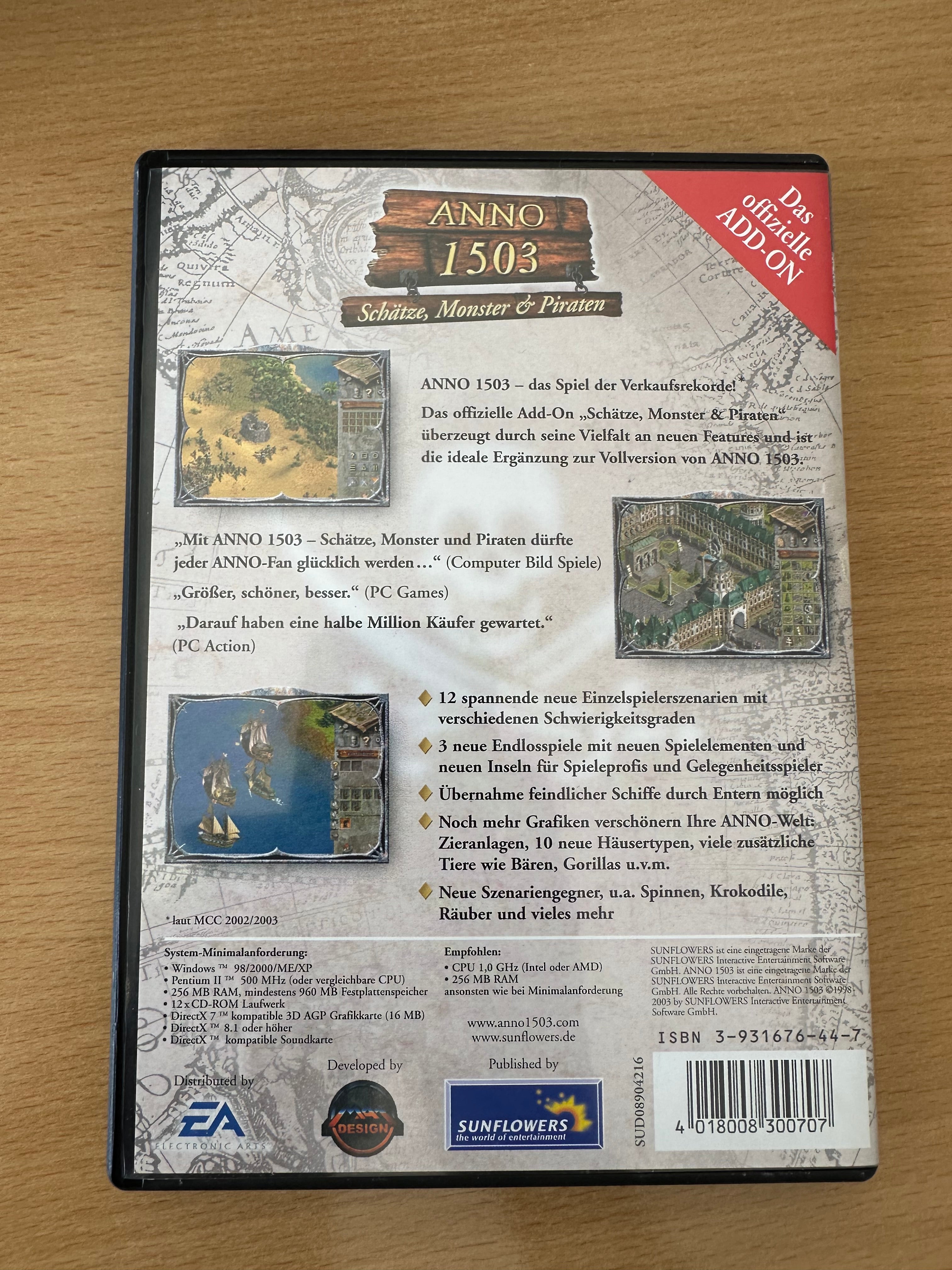 Anno 1503 + Schätze, Monster & Piraten Add-On (3 CDs, PC, Deutsch, gut)