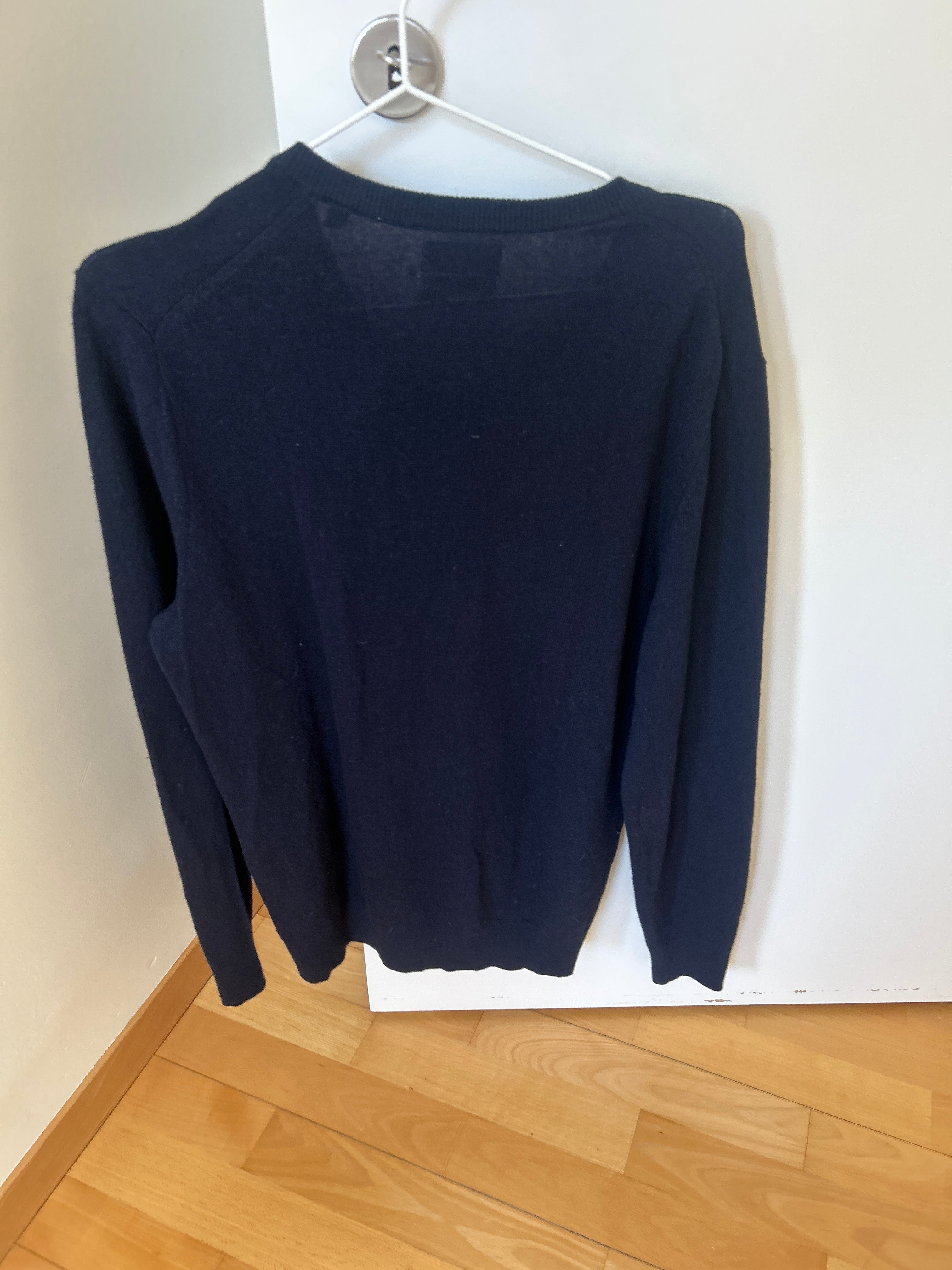 GANT Herrenpullover S – Extra Fine Lambswool, Navy, V-Ausschnitt, Gut