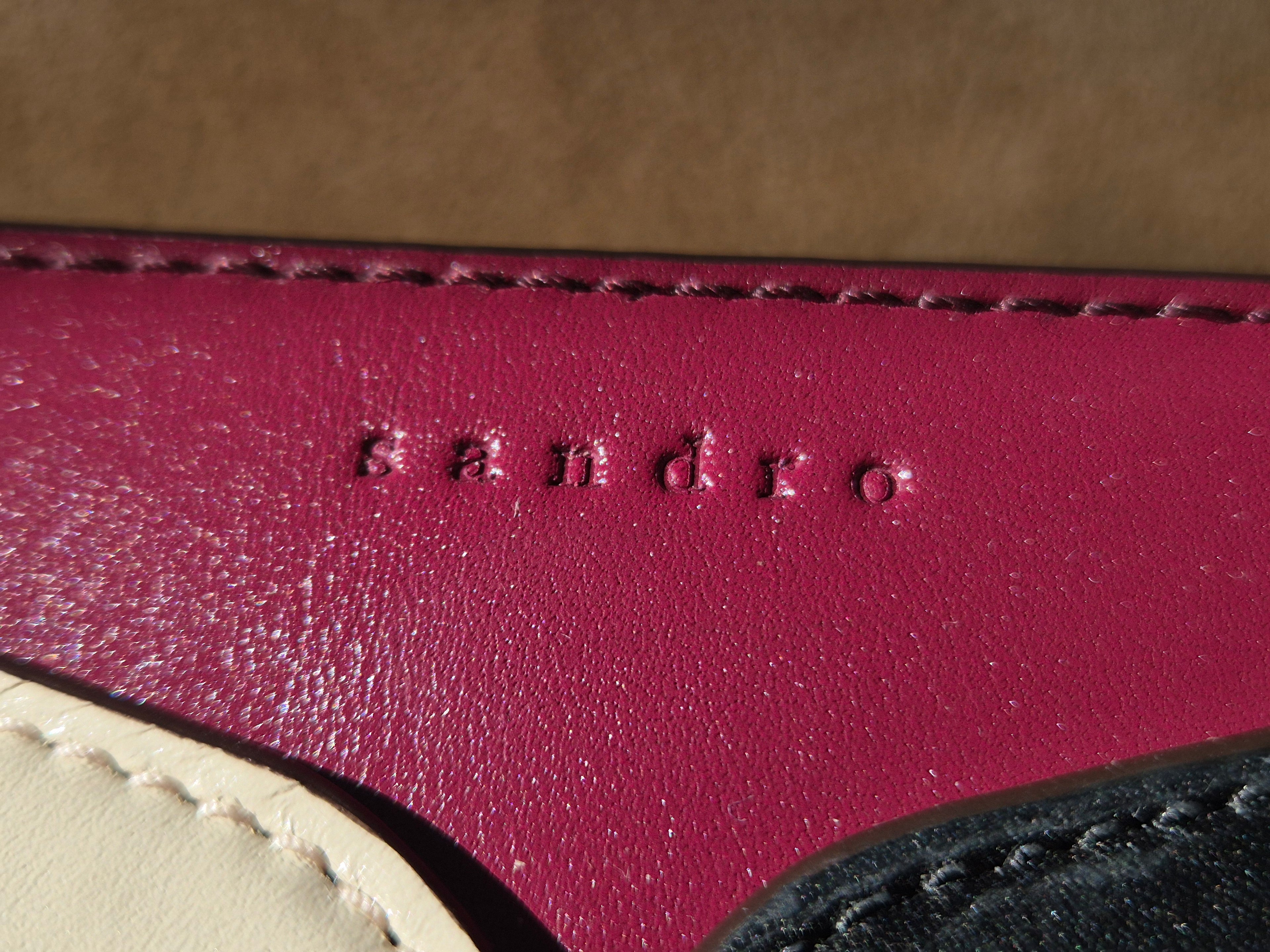 Sandro Paris „Lou“ Leder Crossbody Colour-Block Bordeaux/Creme/Schwarz, Gut, 24x21x5