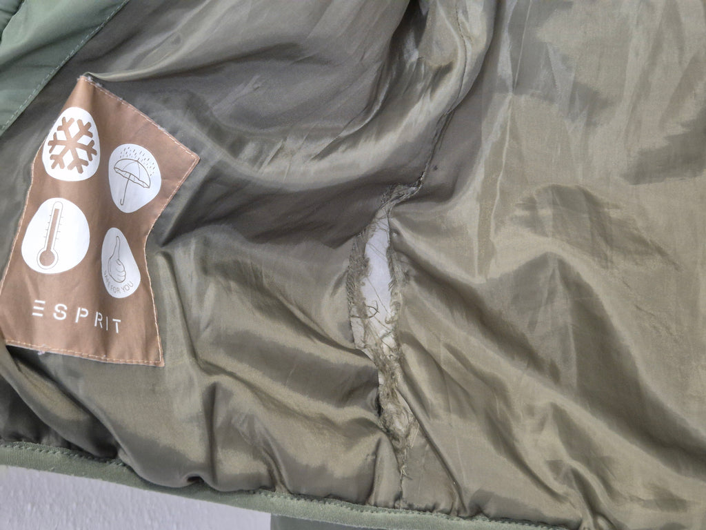 Esprit Quilted Jacket M (152/158) Green – Poor Condition, Needs Sewing Inside