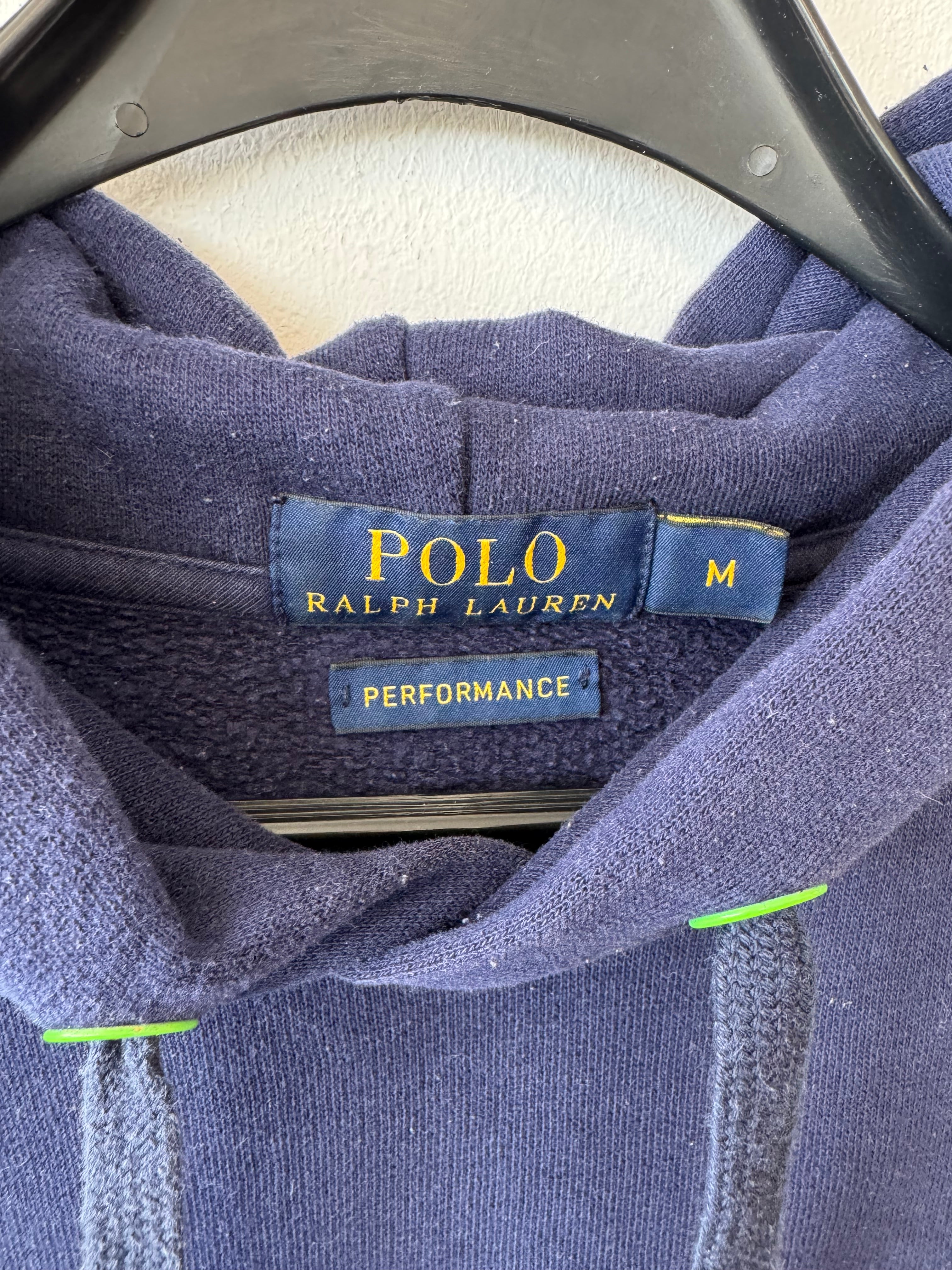 Polo Ralph Lauren Performance Hoodie Navy Blue Green Logo Size M Good Condition