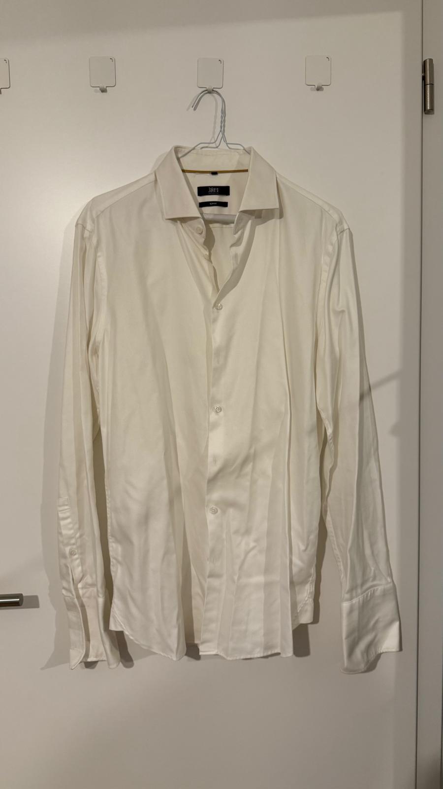 Jake's Slim-Fit Business Shirt | White | Size 42 | 100% Cotton | Good Condition