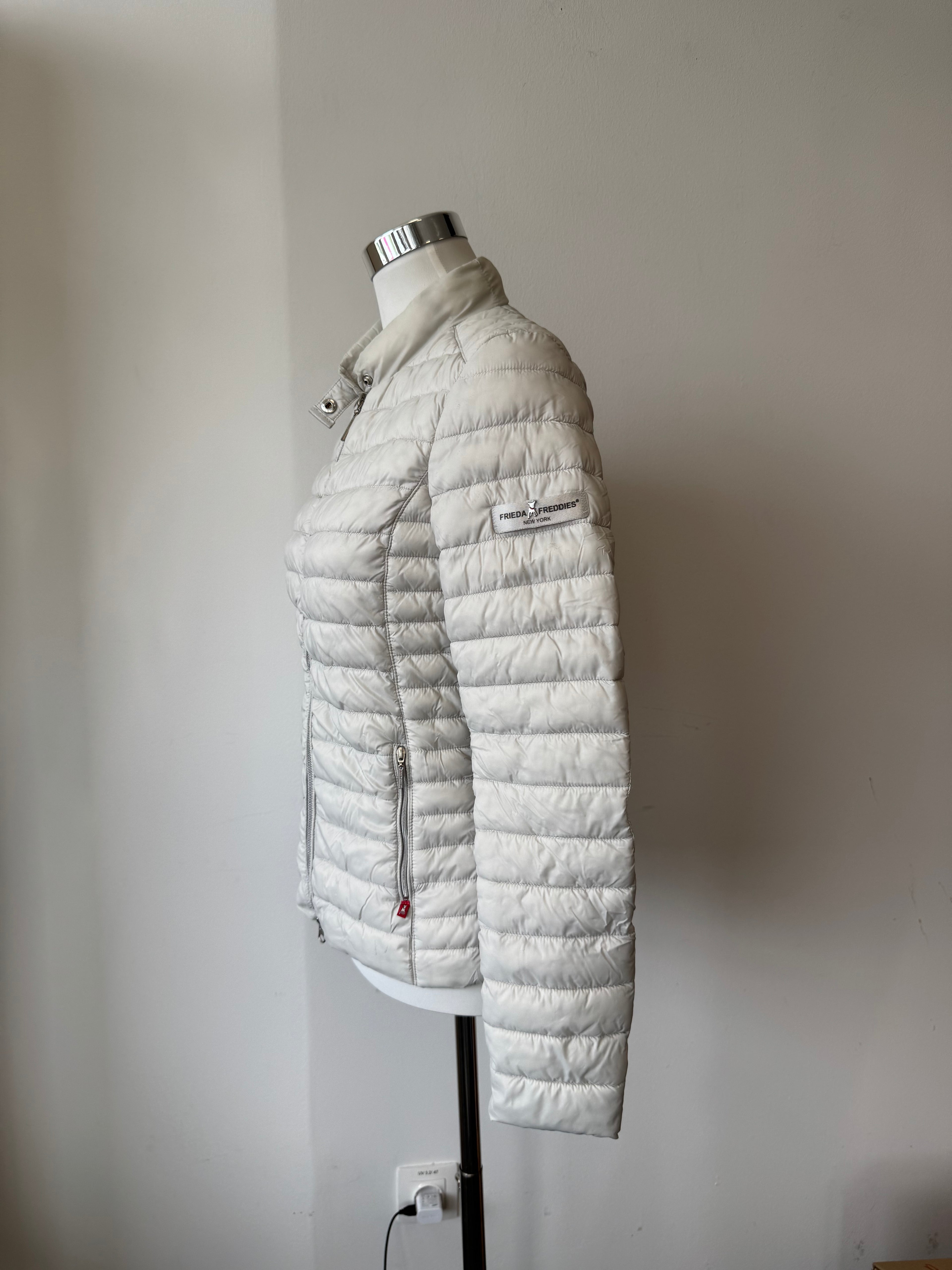 Frieda & Freddies Puffer Jacket – Women, Size S, Light Grey, Very Good