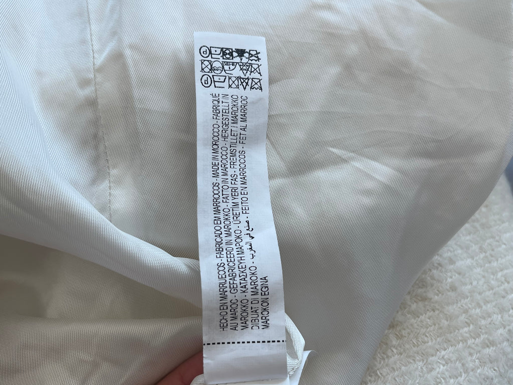 Zara Wool Blend Double-Breasted Coat, Ecru White, Size M, Poor Condition