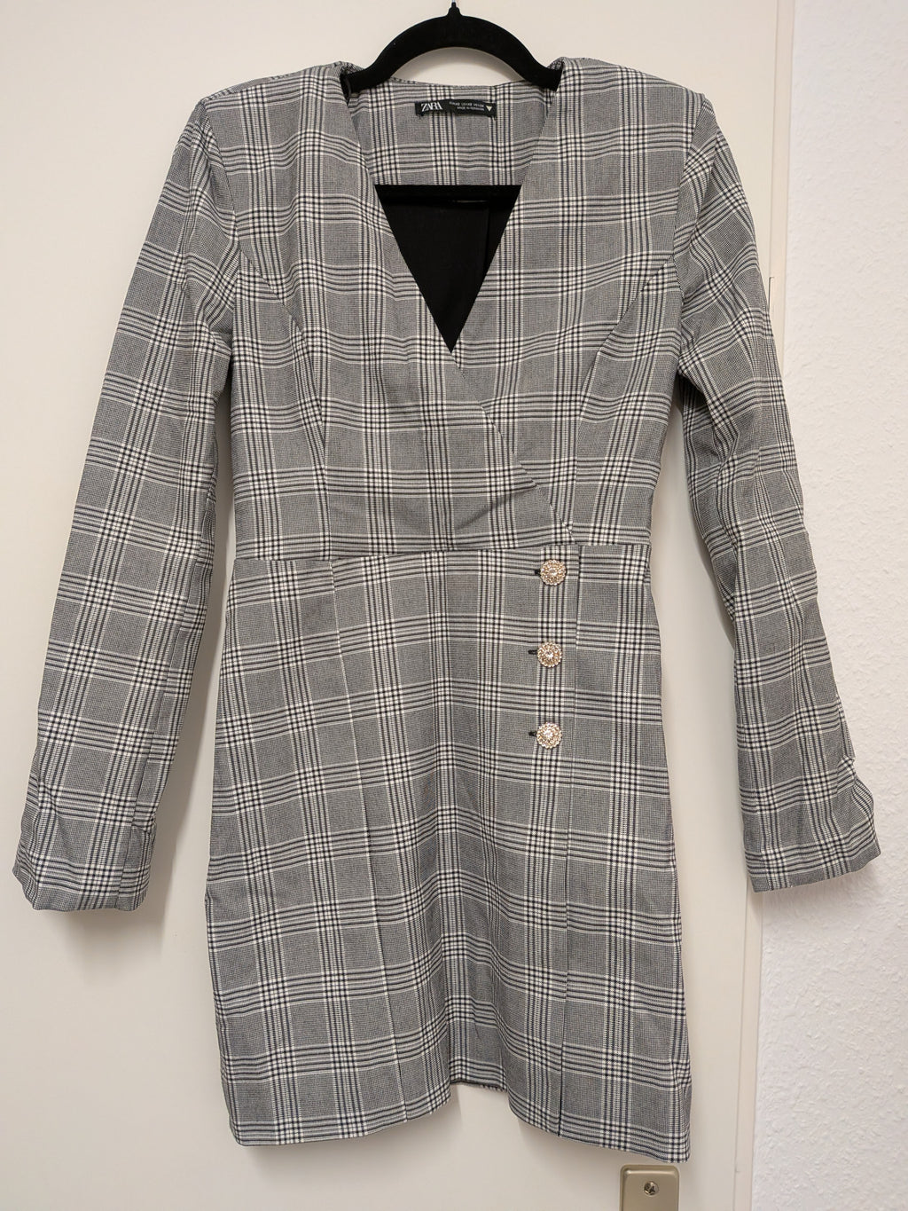 Zara Gray Plaid Blazer Dress, Size XS, Like New