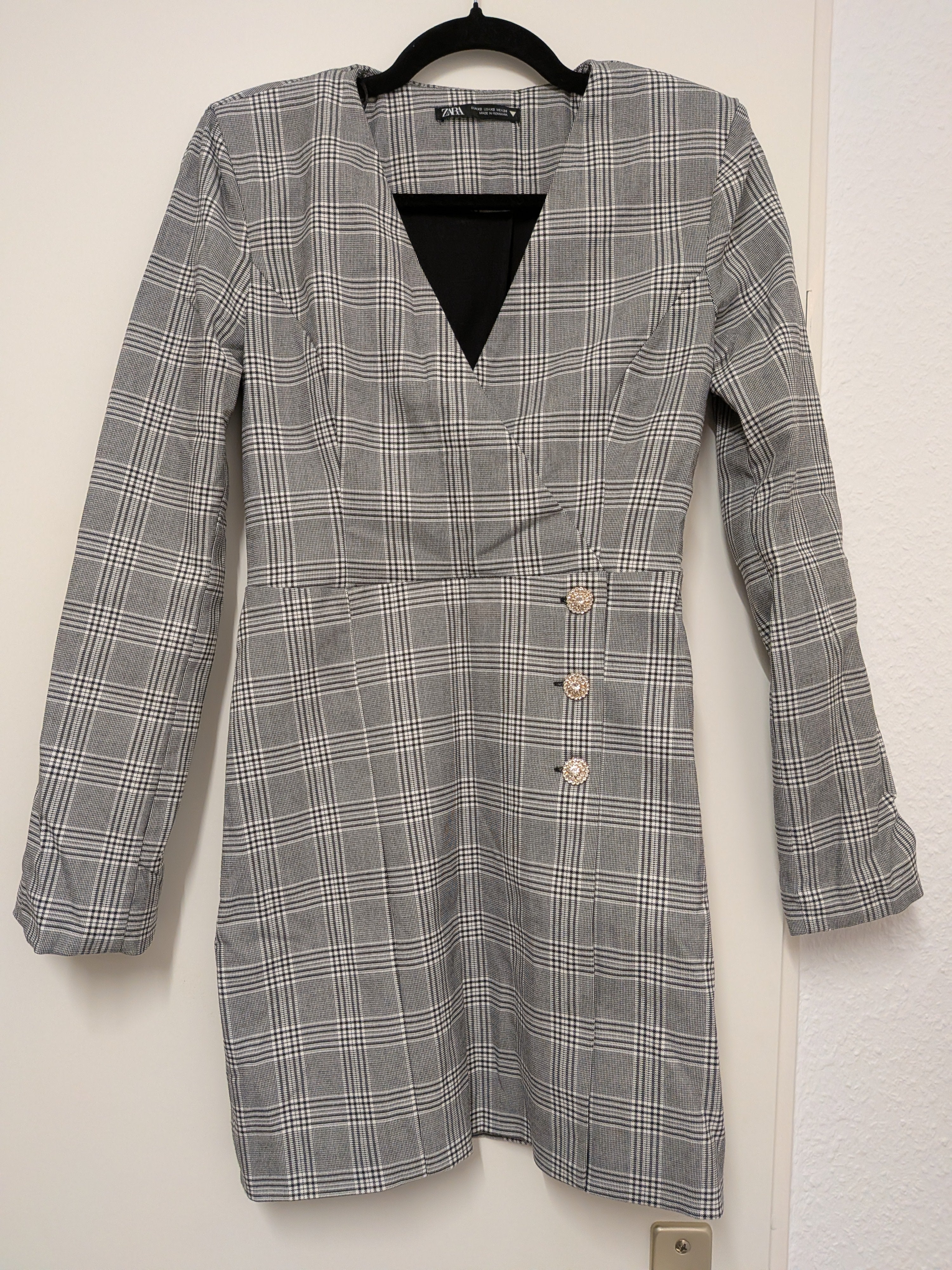 Zara Gray Plaid Blazer Dress, Size XS, Like New