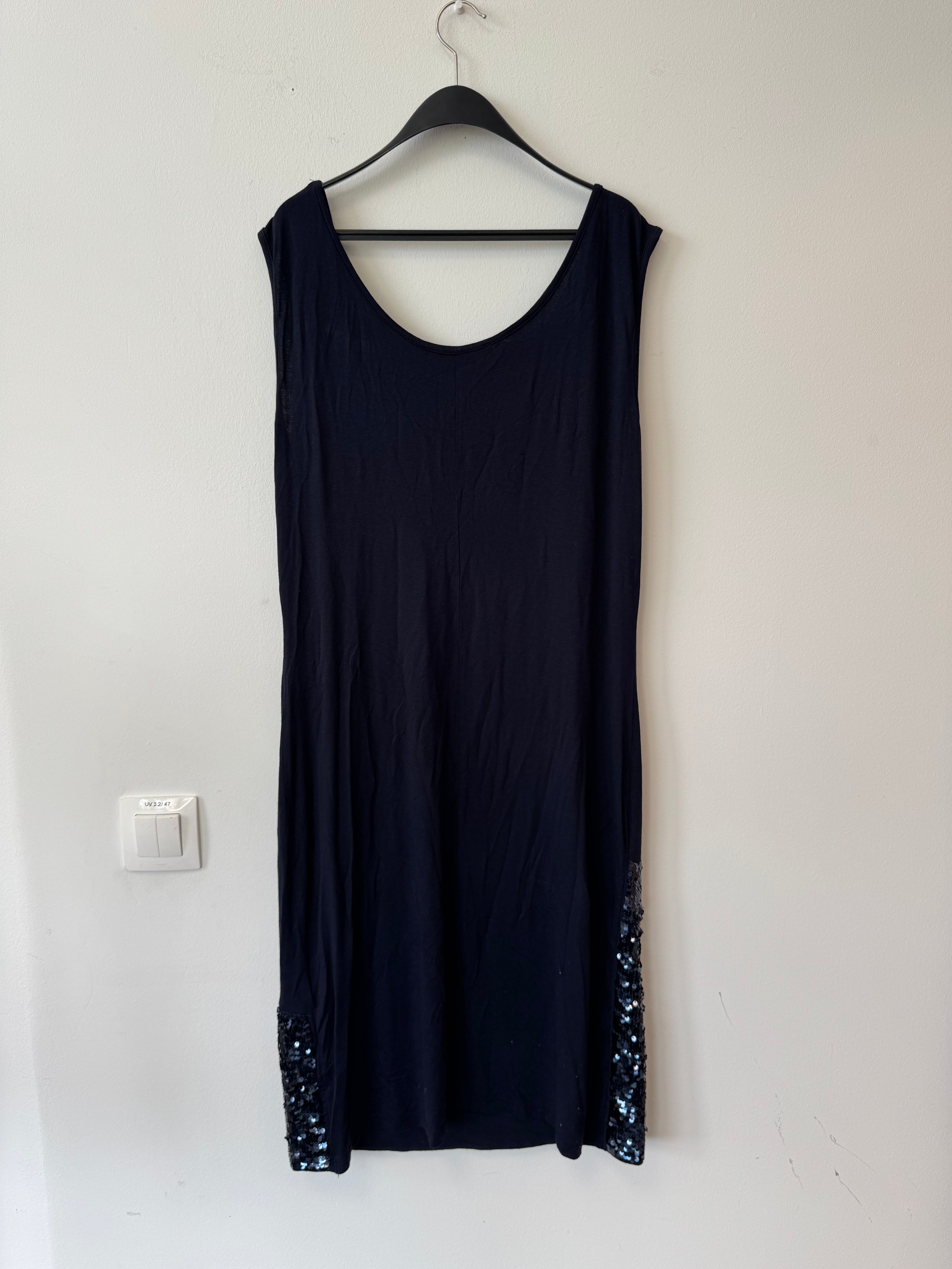 Ashley Brooke Cocktail Dress – Navy Blue, Chiffon & Sequins, Size 44, Very Good