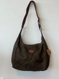 Longchamp Le Pliage Hobo/Crossbody, Medium, Nylon, Khaki/Cognac, Used Condition