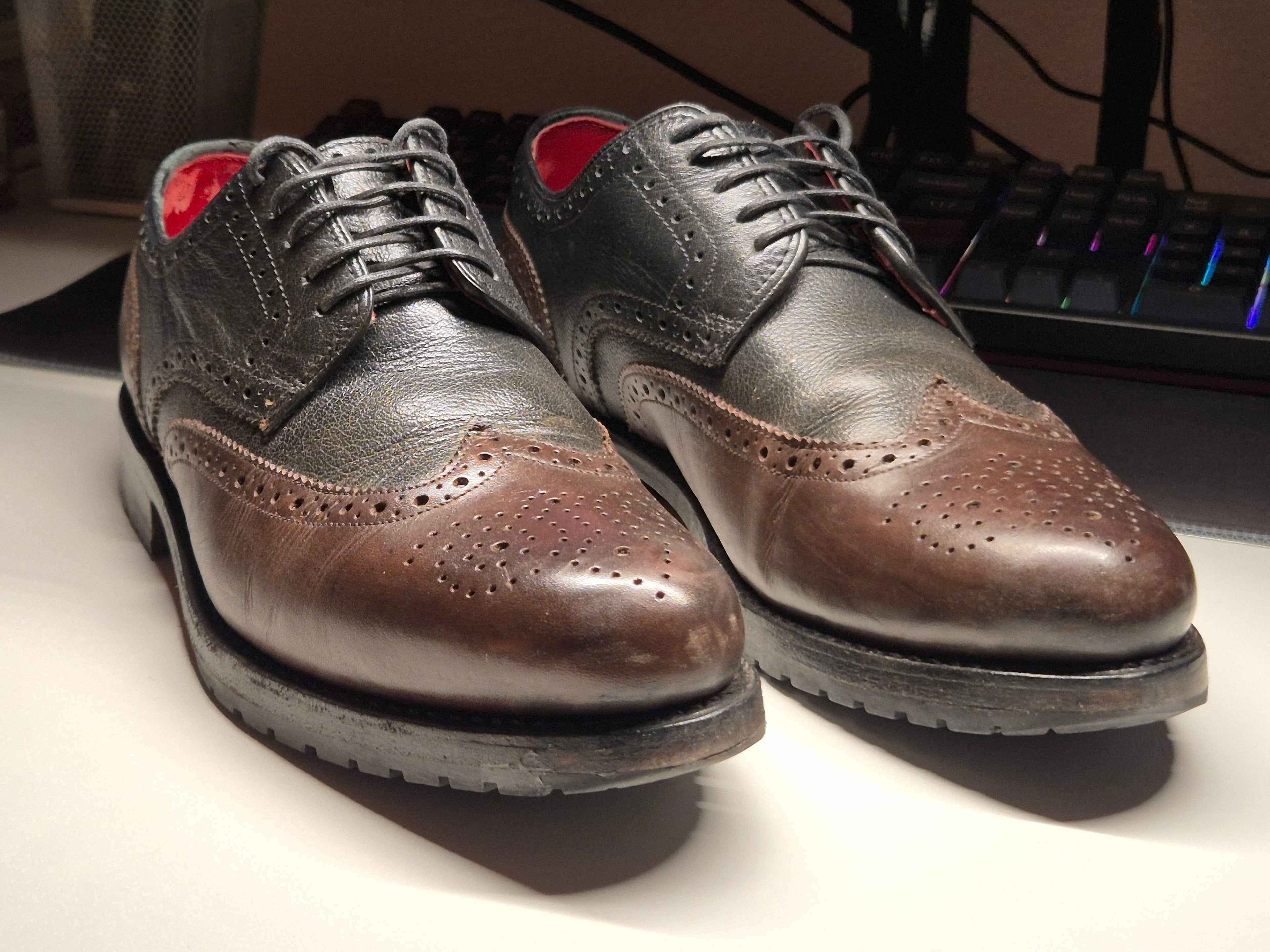 Wellensteyn Goodyear Welted Oxford Brogue Shoes EU 42 UK 8 Dark Brown Leather