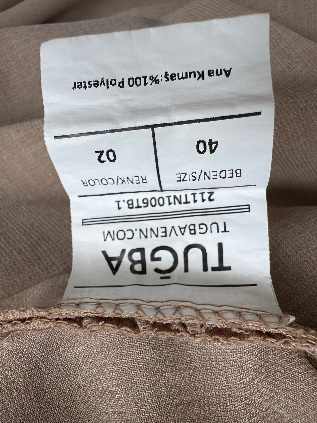 TUĞBA Oversized Rüschen Hemdblusenkleid – Beige, Größe 40, Sehr guter Zustand