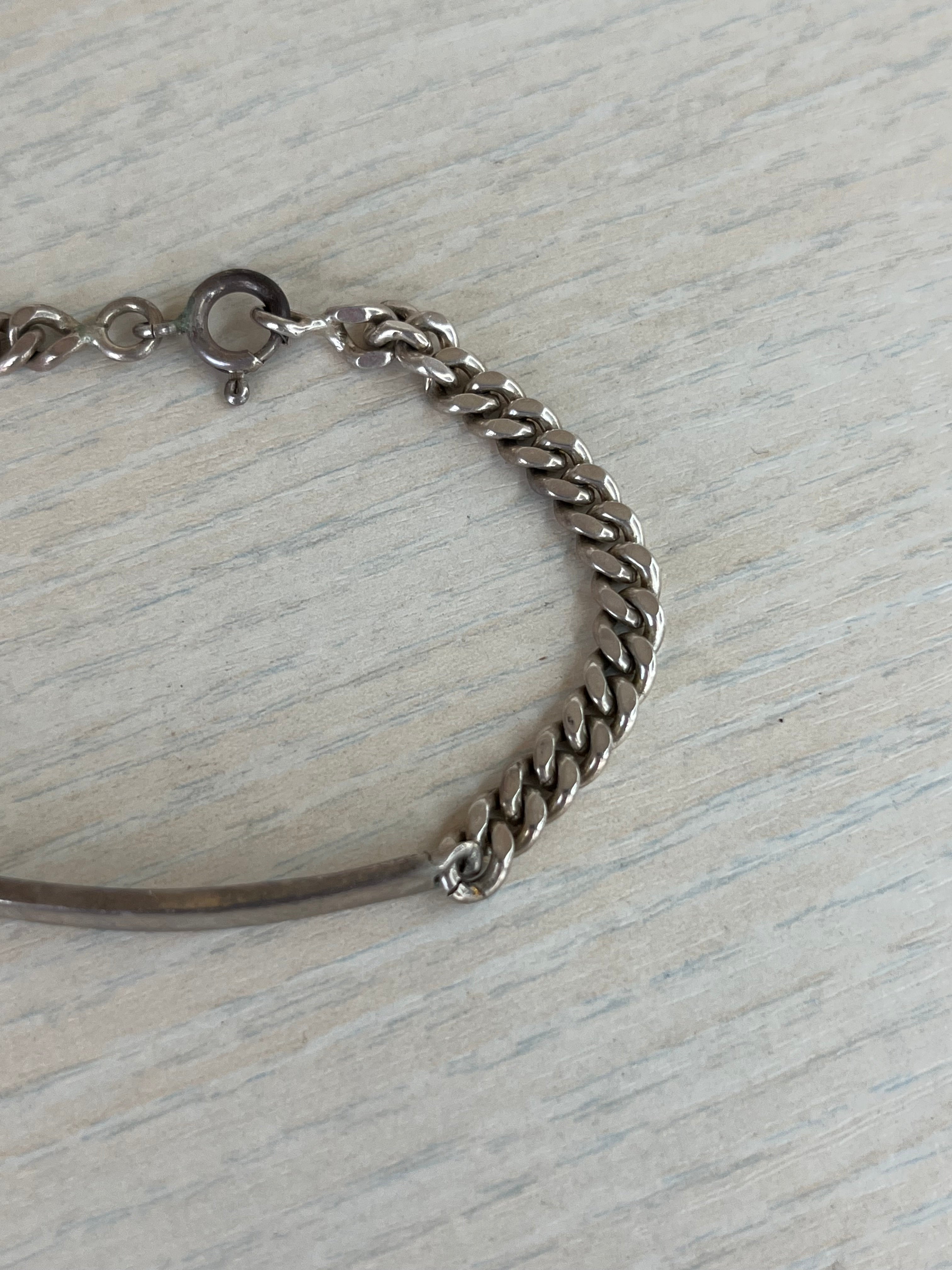 Vintage Italian 925 Sterling Silver ID Bracelet UnoAErre 12g 17cm Silver